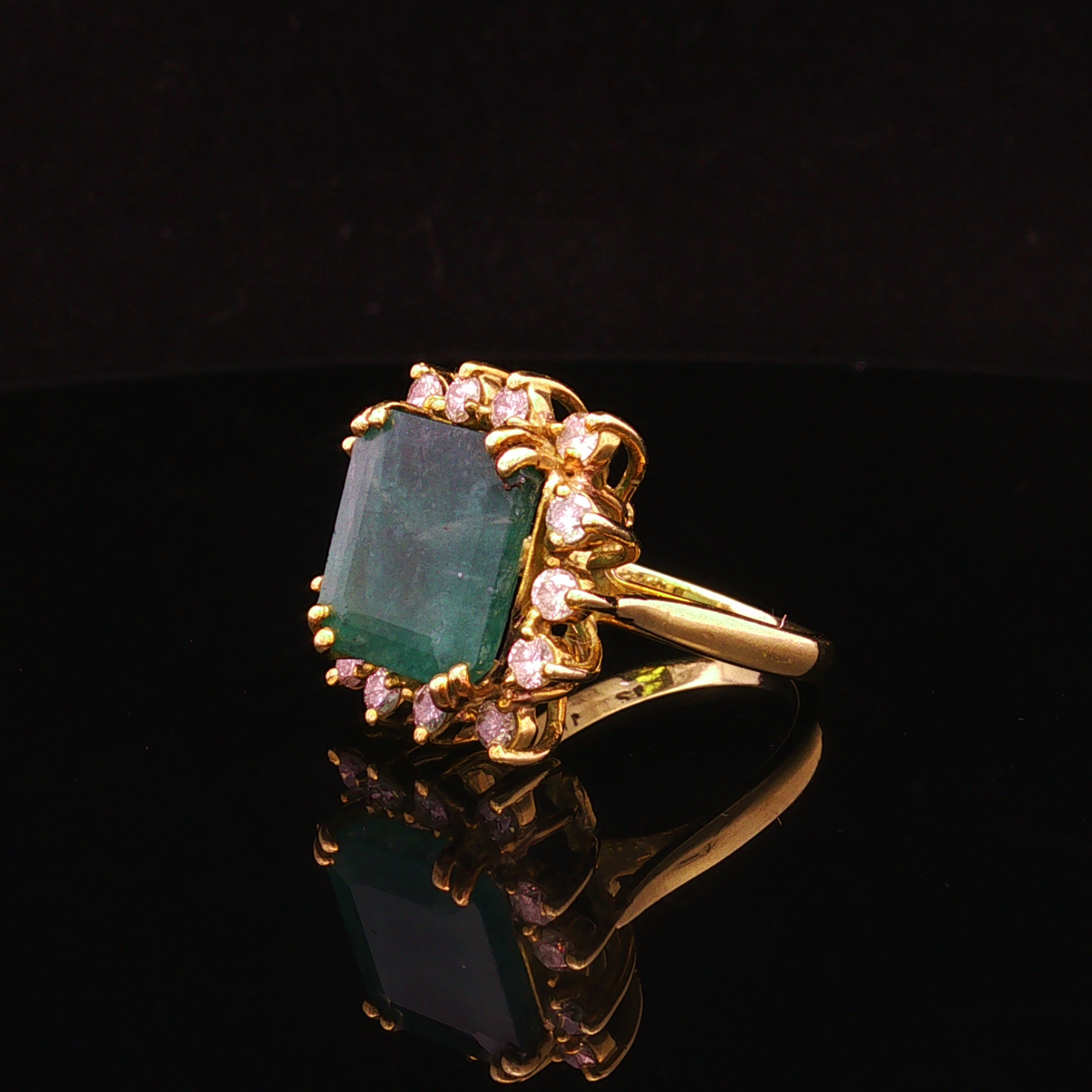 Quinnlyn 14K Yellow Gold Emerald & Diamond Ring