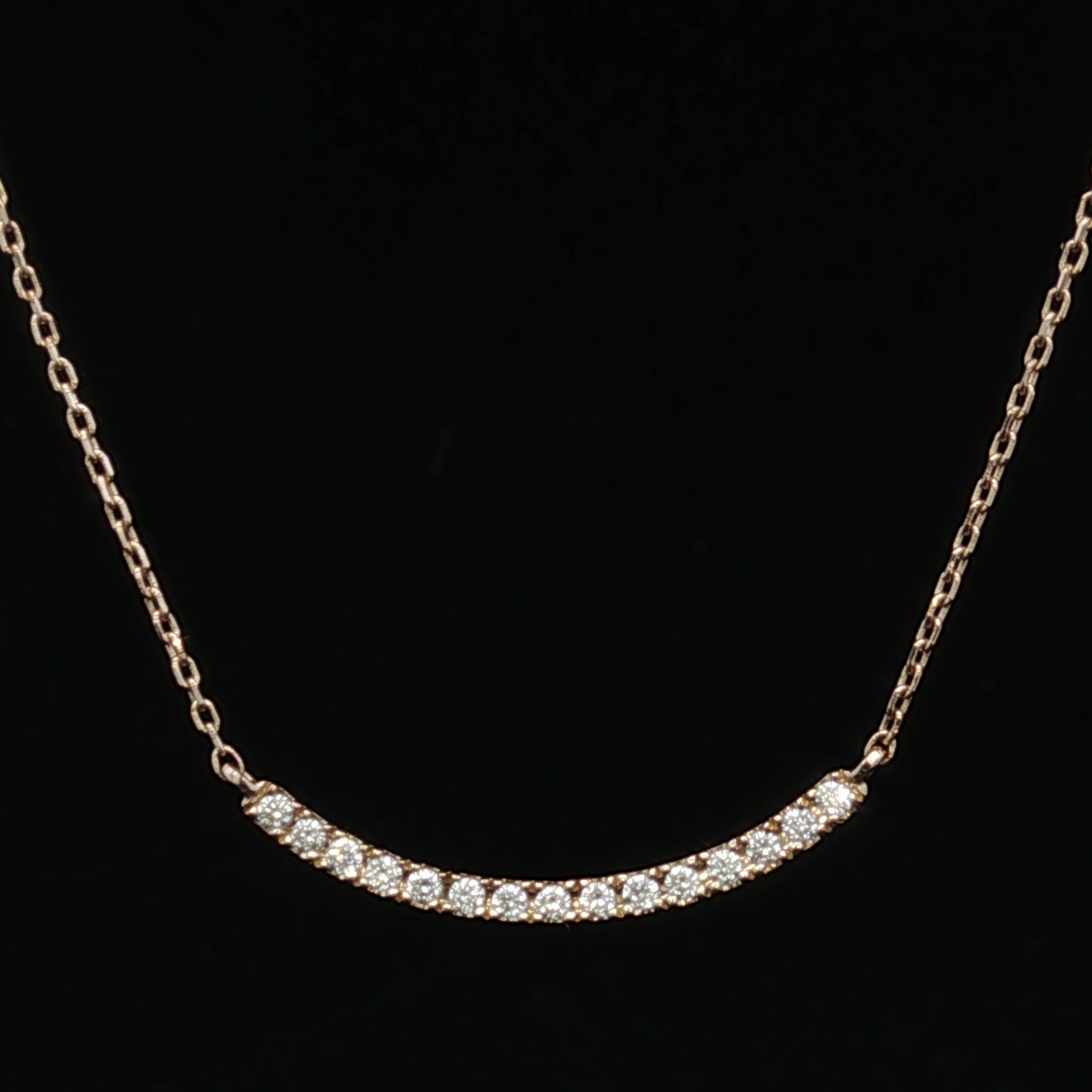 Reina 14KY Adjustable Diamond Smile Bar Necklace