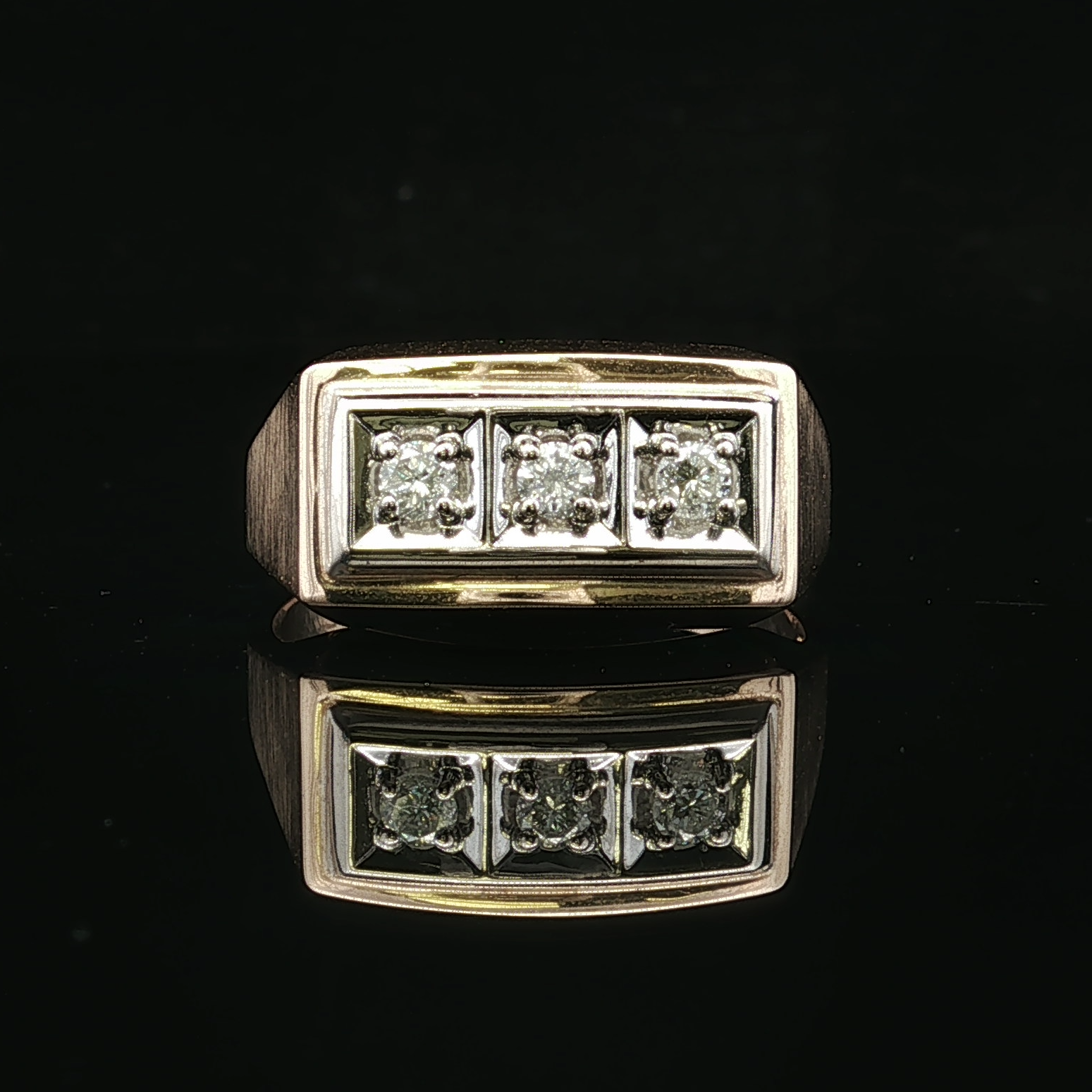 Trey Three Diamond Ring in 14K Yellow Gold