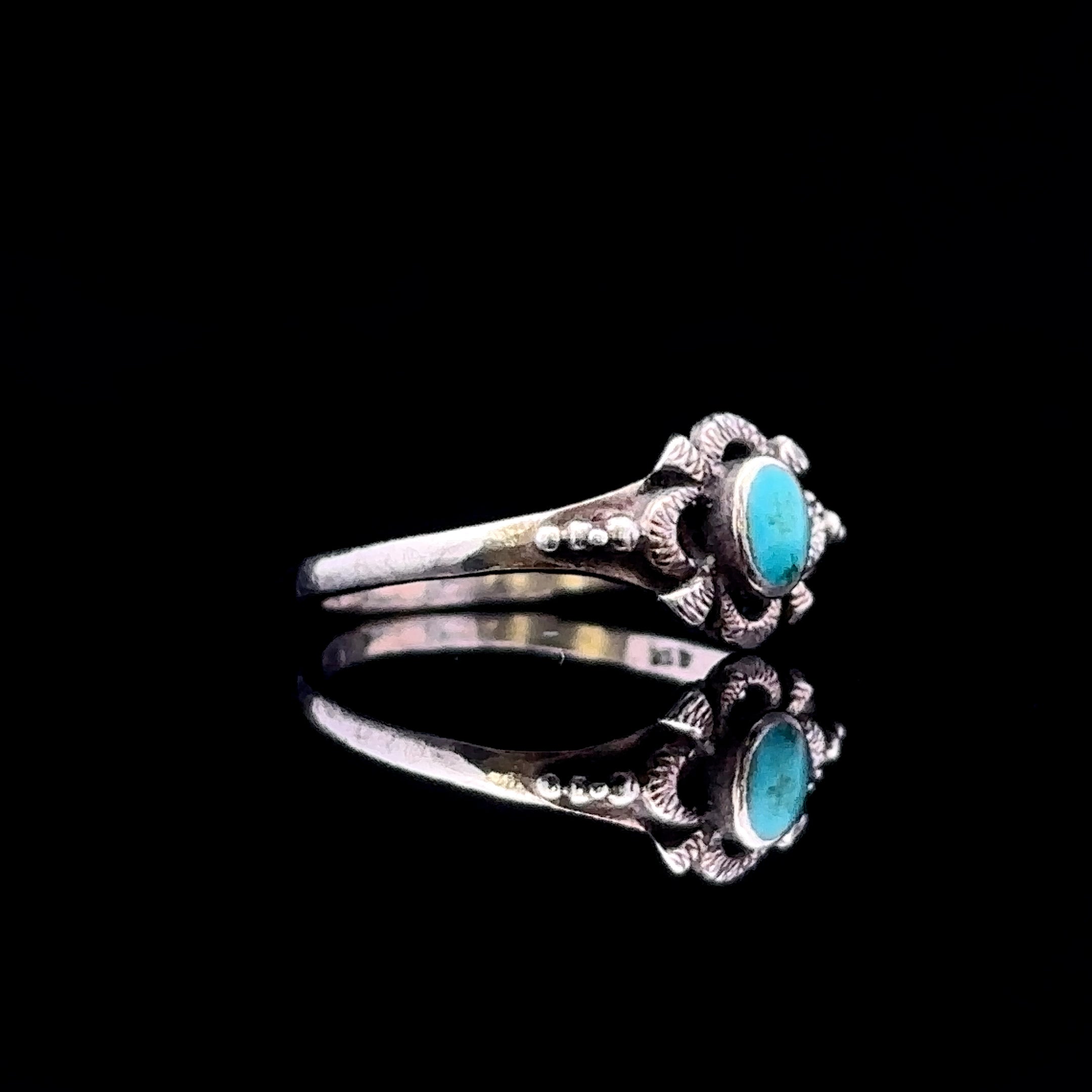 Kamryn Sterling Silver Turquoise Inlay Flower Ring