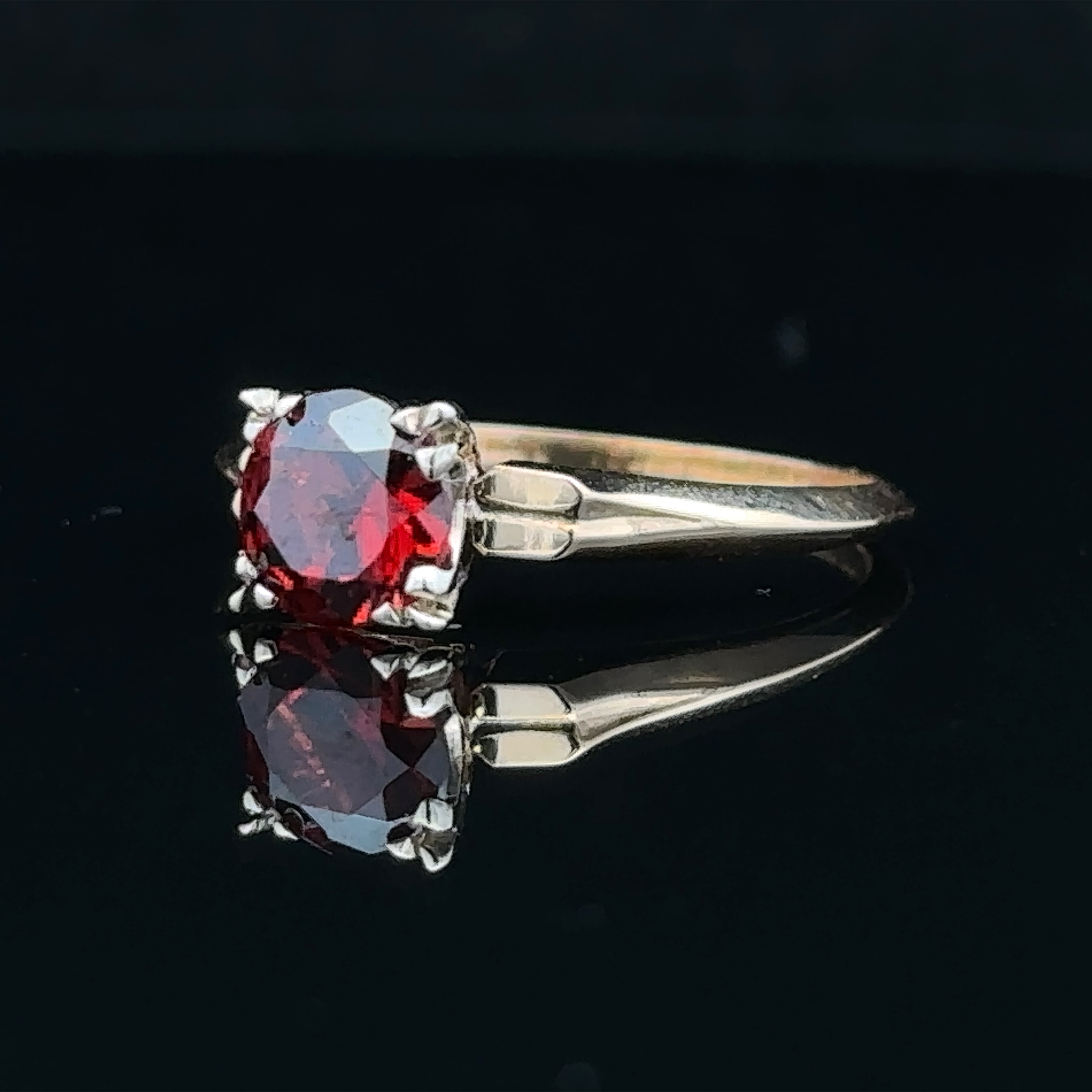 Ember 14K Yellow Gold Round Garnet Solitaire Ring