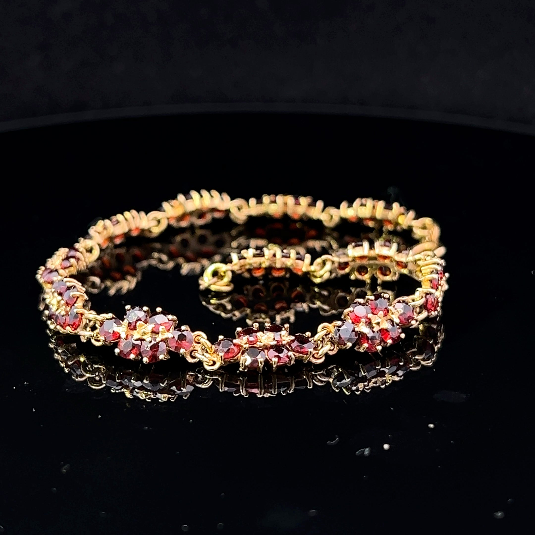 Brooklynn 18K Yellow Gold Bracelet with Garnet Links