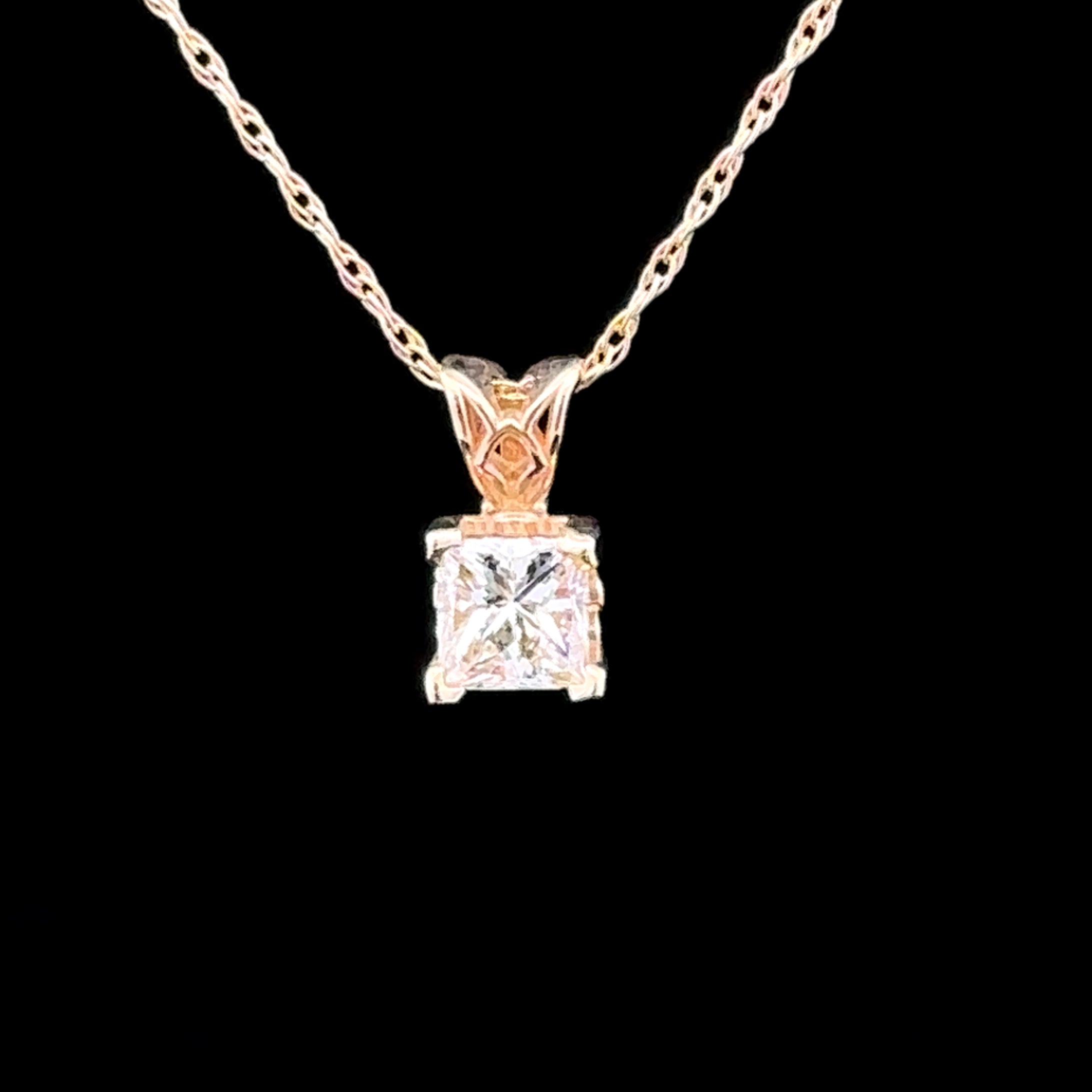 Aquaria 14K Yellow Gold 0.66 CT Princess Cut Diamond Necklace