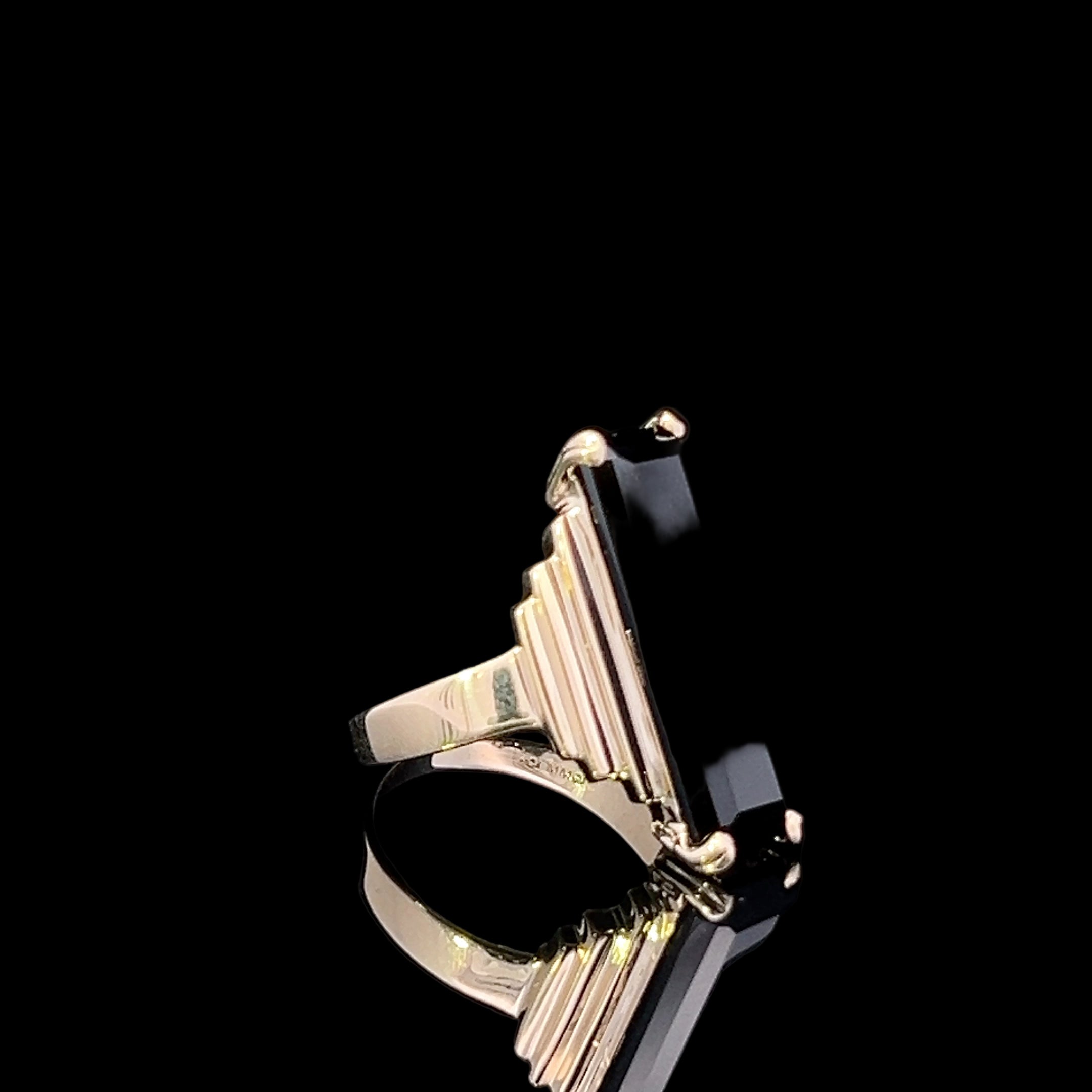 Janiyah 10K Yellow Gold Long Rectangle Onyx Ring