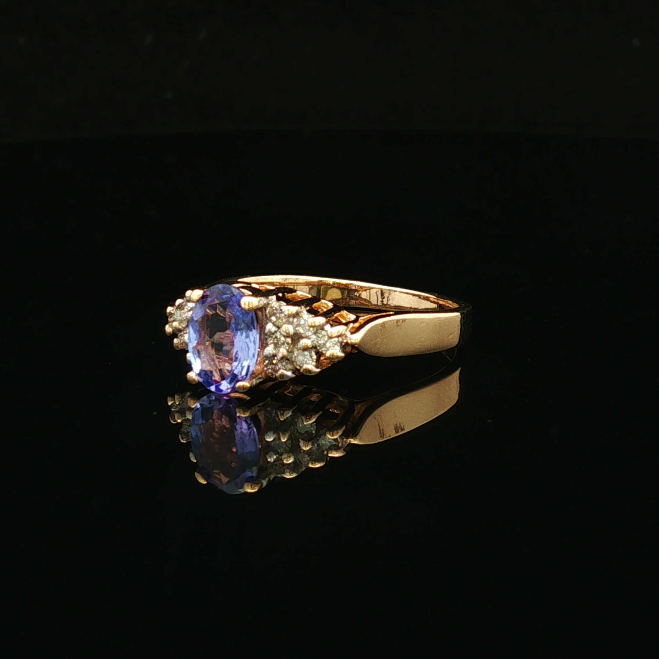 Lilaha 14KY .85 CT Oval Tanzanite & Diamond Ring