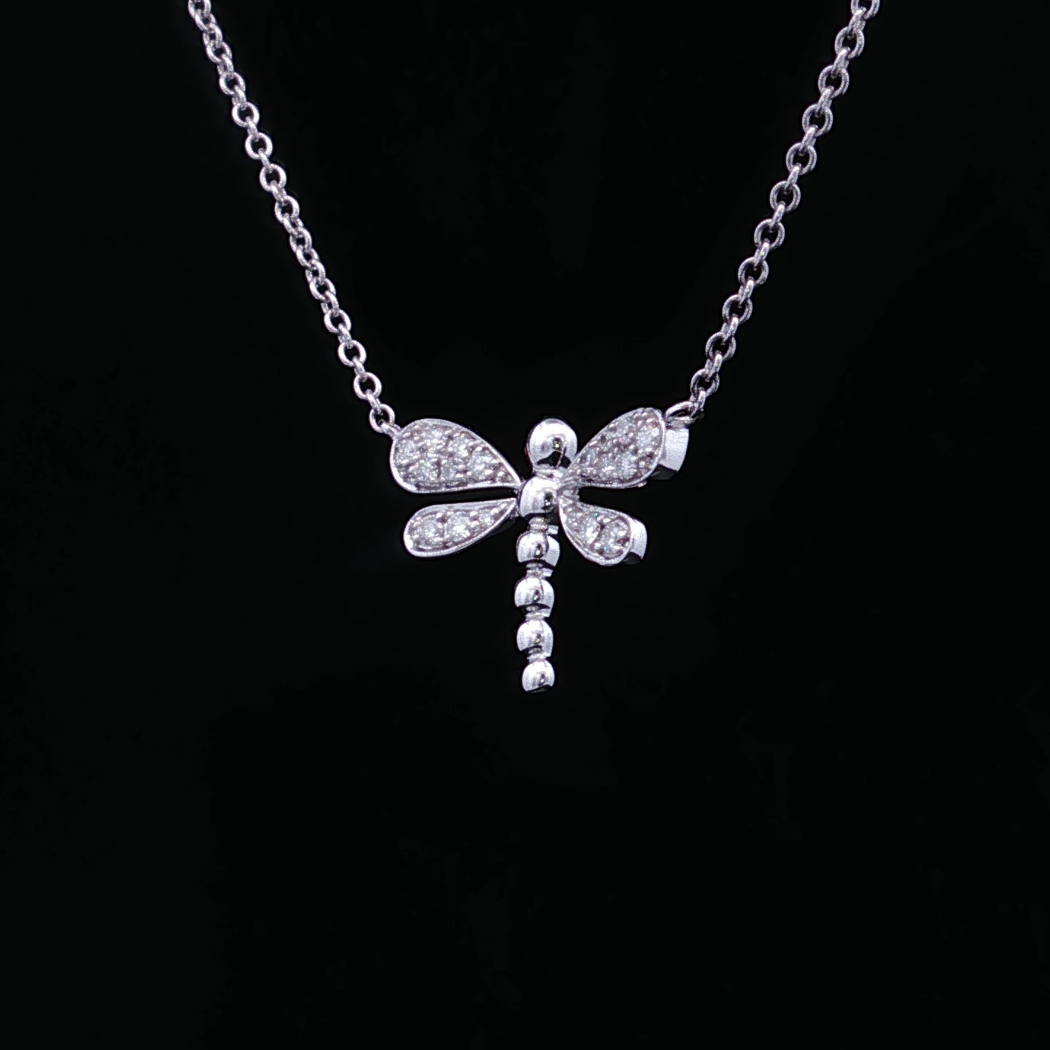 Hattie 14K White Gold Dragonfly Diamond Necklace