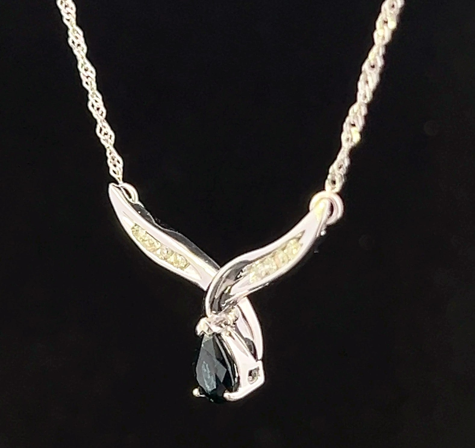 Valeria 10K White Gold Sapphire & Diamond Necklace