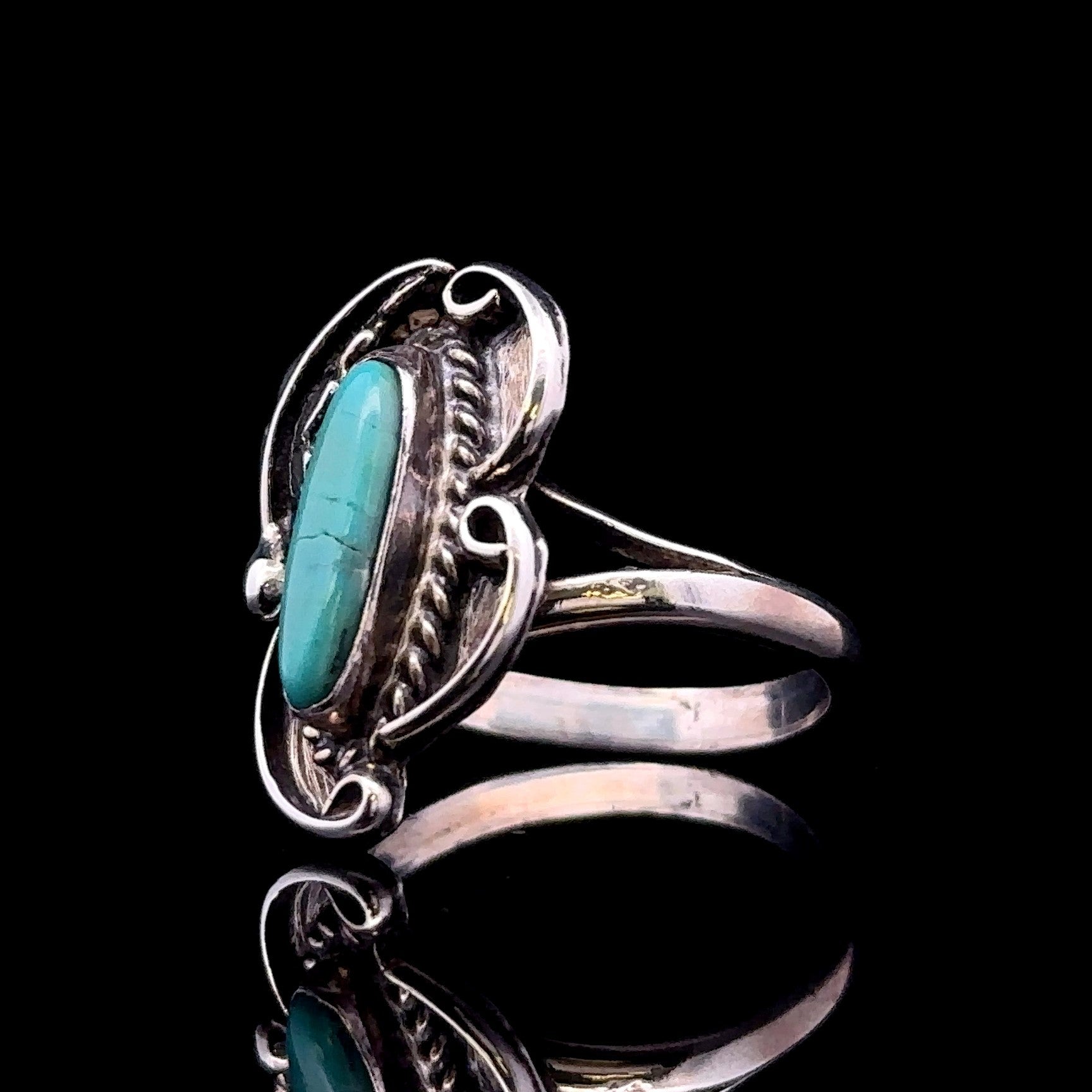 Natalia Sterling Silver Turquoise Feather Ring