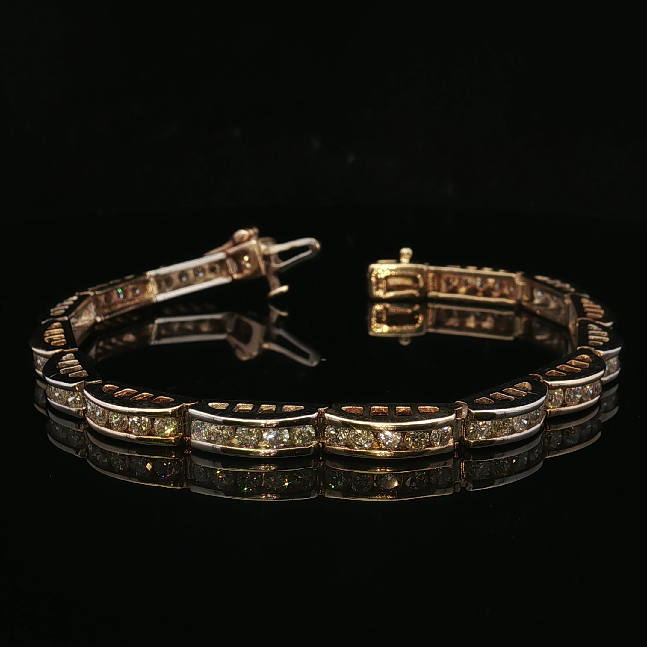 Nathalie 14K Two-Tone 6.75" Diamond Link Tennis Bracelet