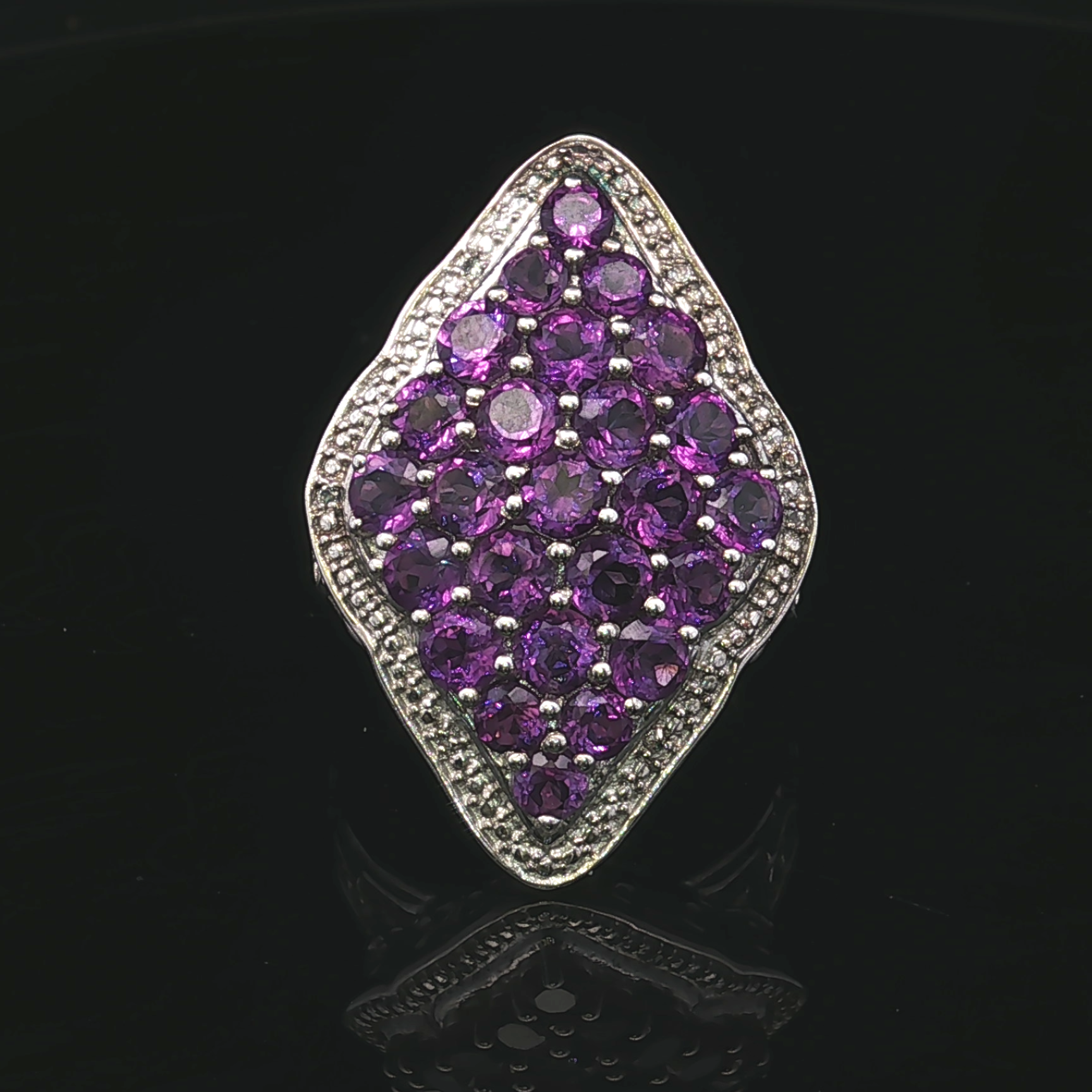 Eleanora Amethyst Cluster Ring in Sterling Silver