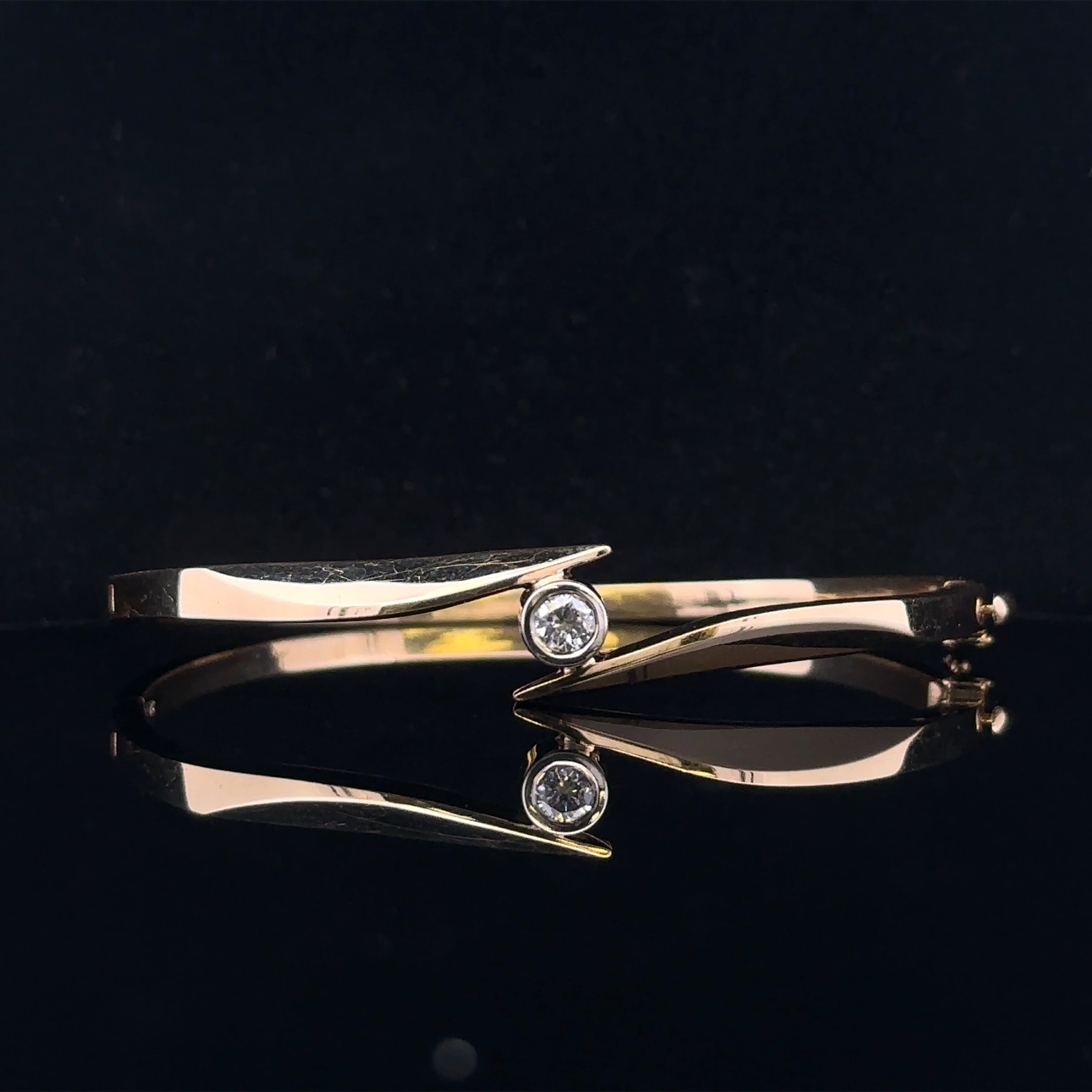 Adeline 14K Yellow Gold .23 CT Diamond Bangle Bracelet