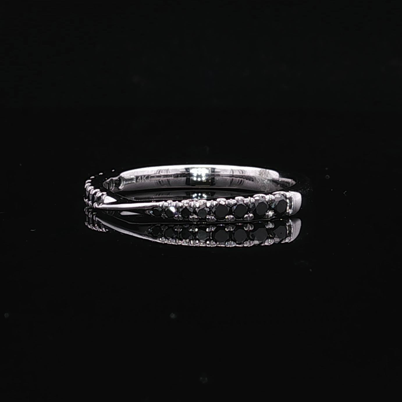 14K White Gold Angie Black Diamond Twist Band