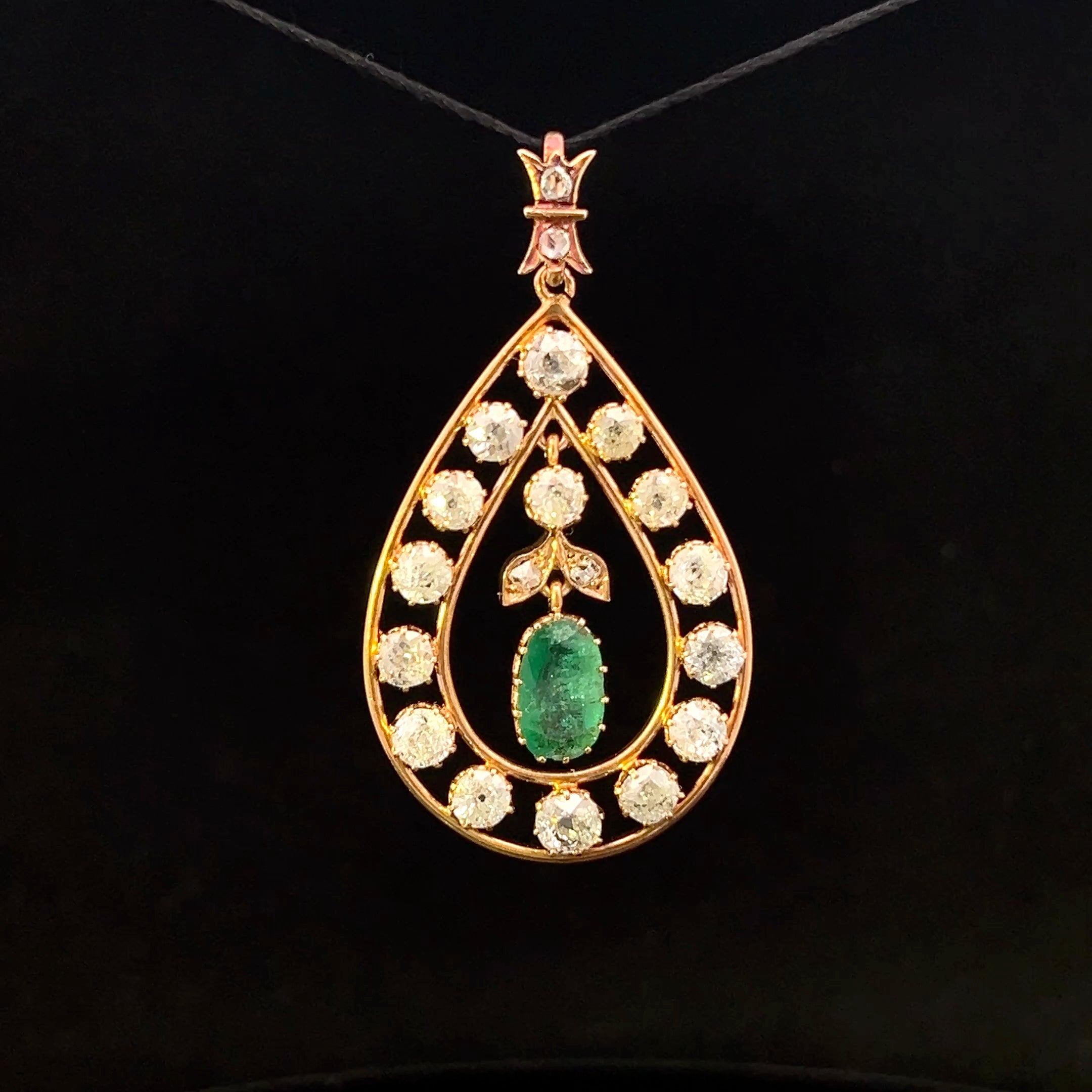 Ember 14K Yellow Gold Oval Emerald & 4 CTW European-Cut Diamond Pendant