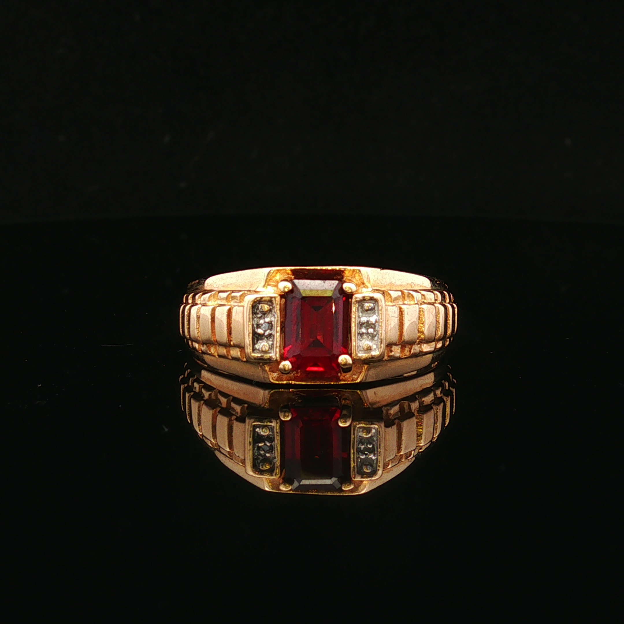 Bridger 10K Yellow Gold Garnet & Diamond Ring