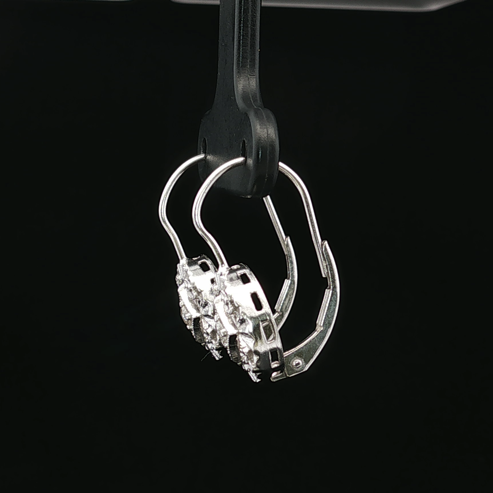 Elinor 14K White Gold Textured Dangle Earrings