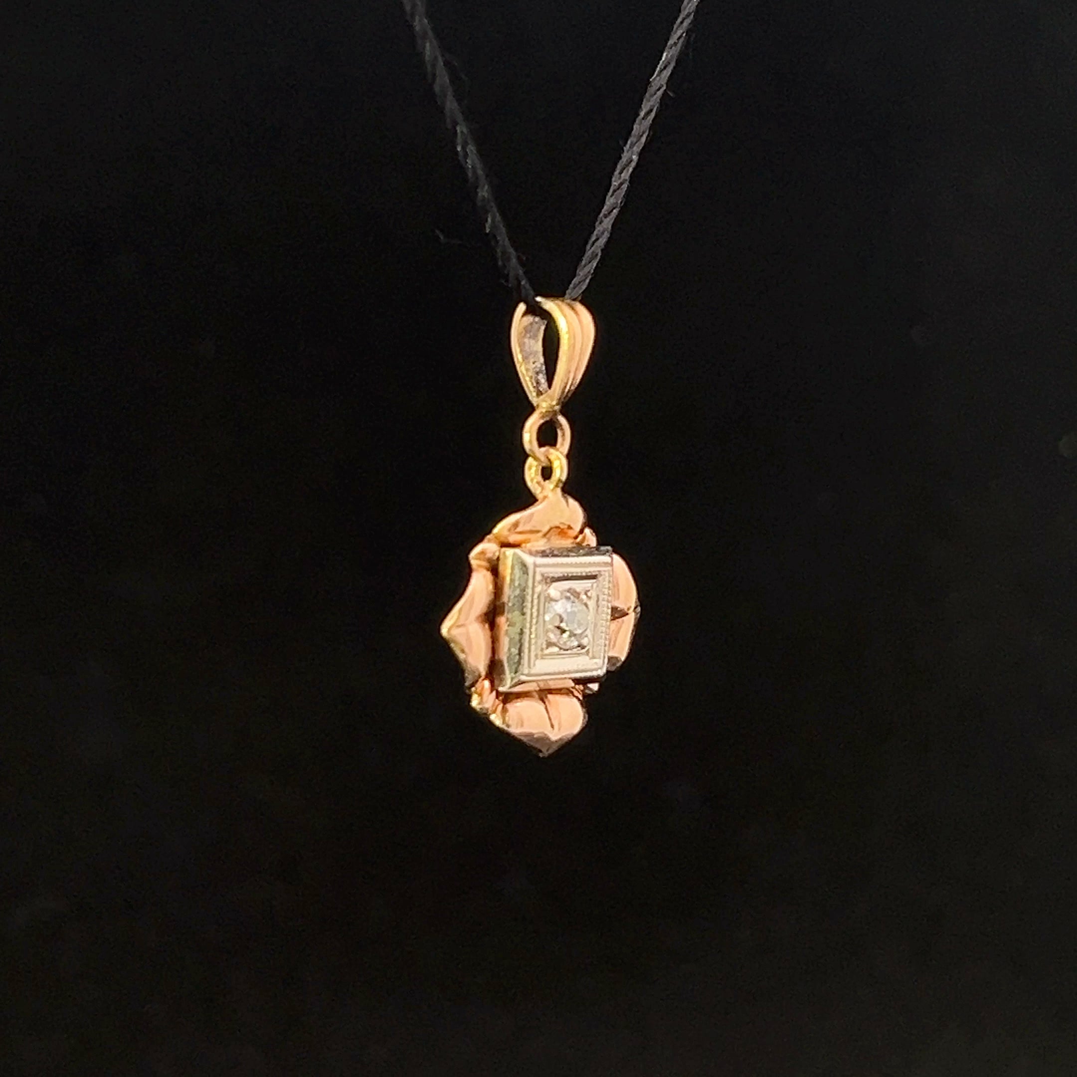 Haven 14K Two-Tone Gold .15 CT Mine Cut Illusion-Set Diamond Pendant