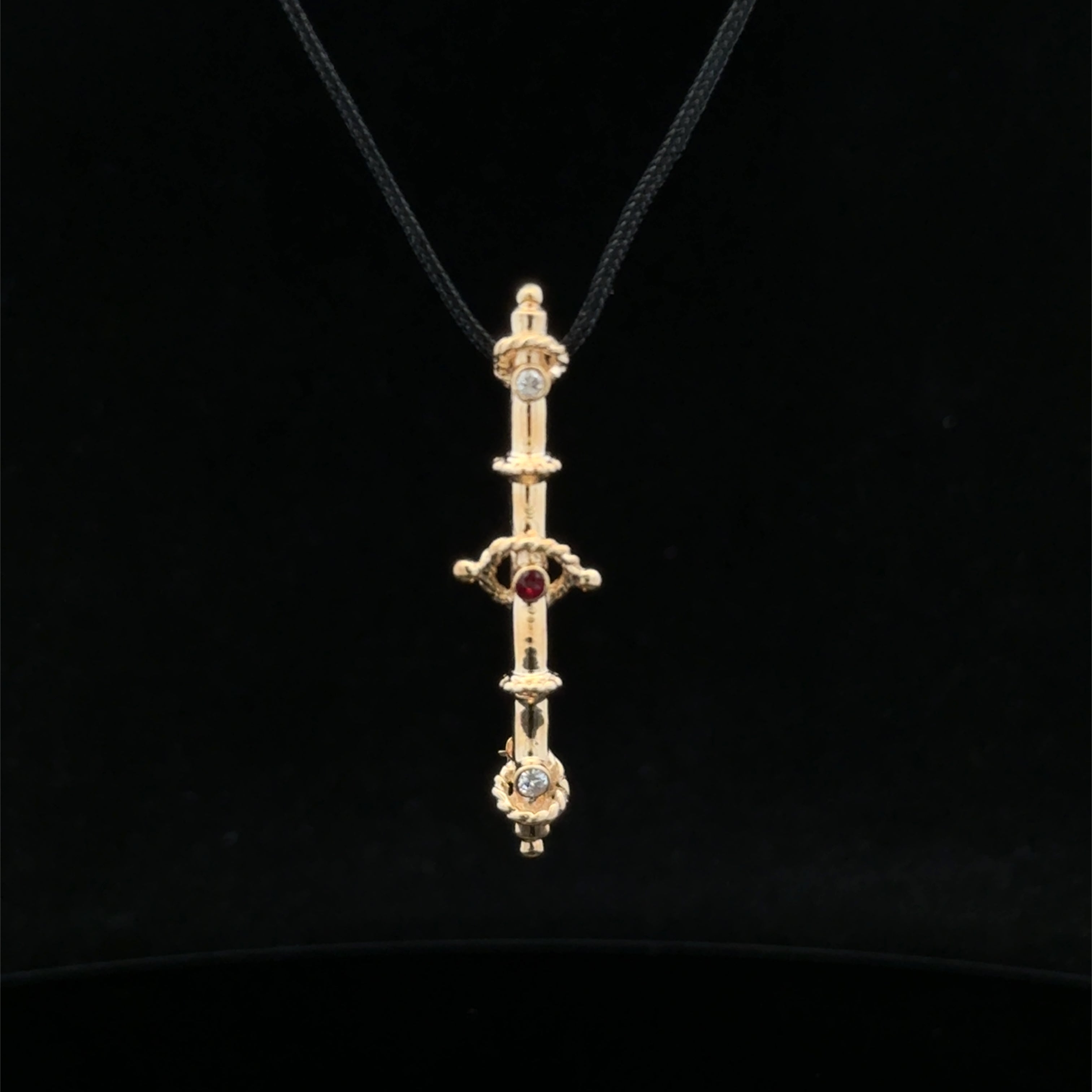 Keeley 14K Yellow Gold Diamond & Ruby Pin