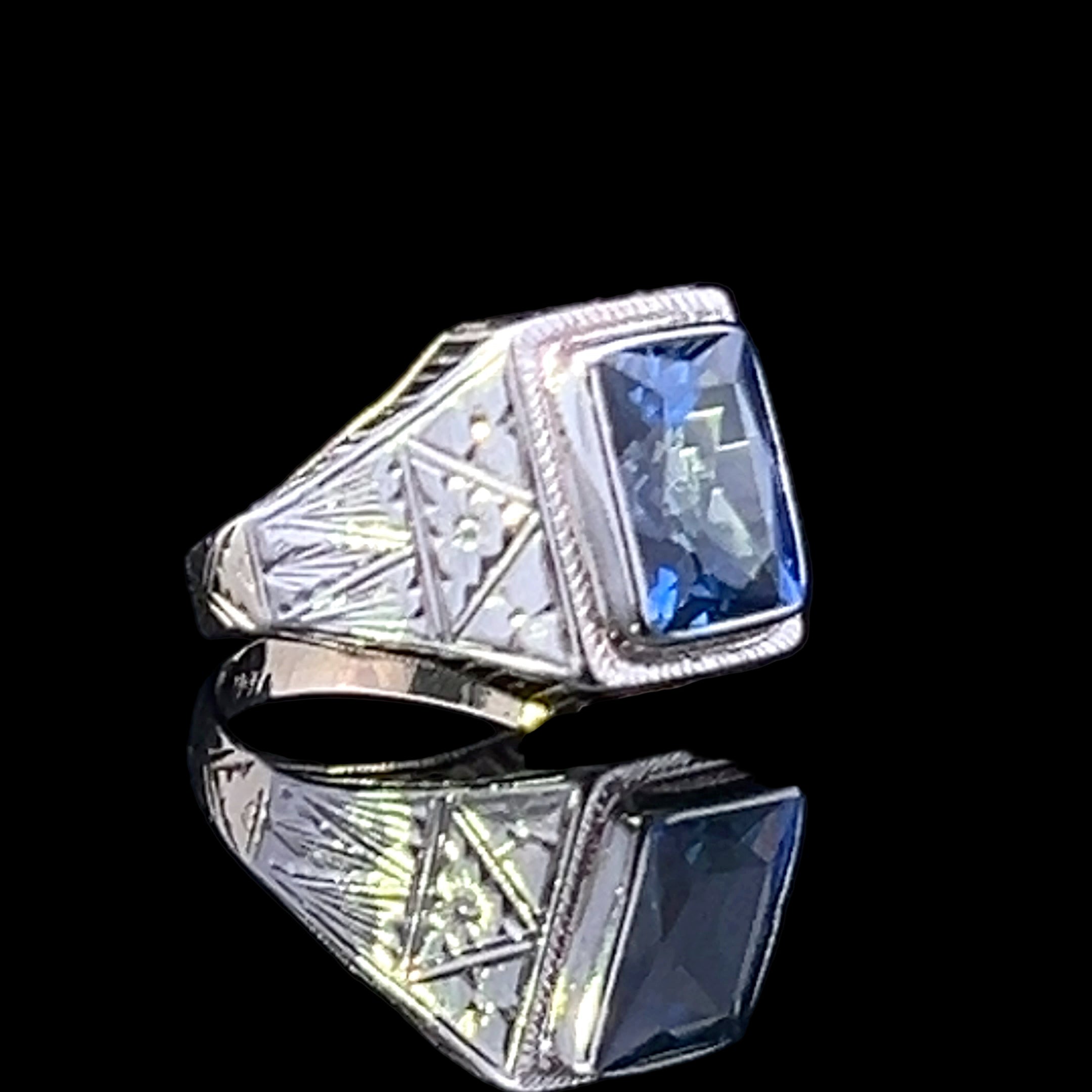Stella 10K Two-Tone Lab Created Sapphire Ring