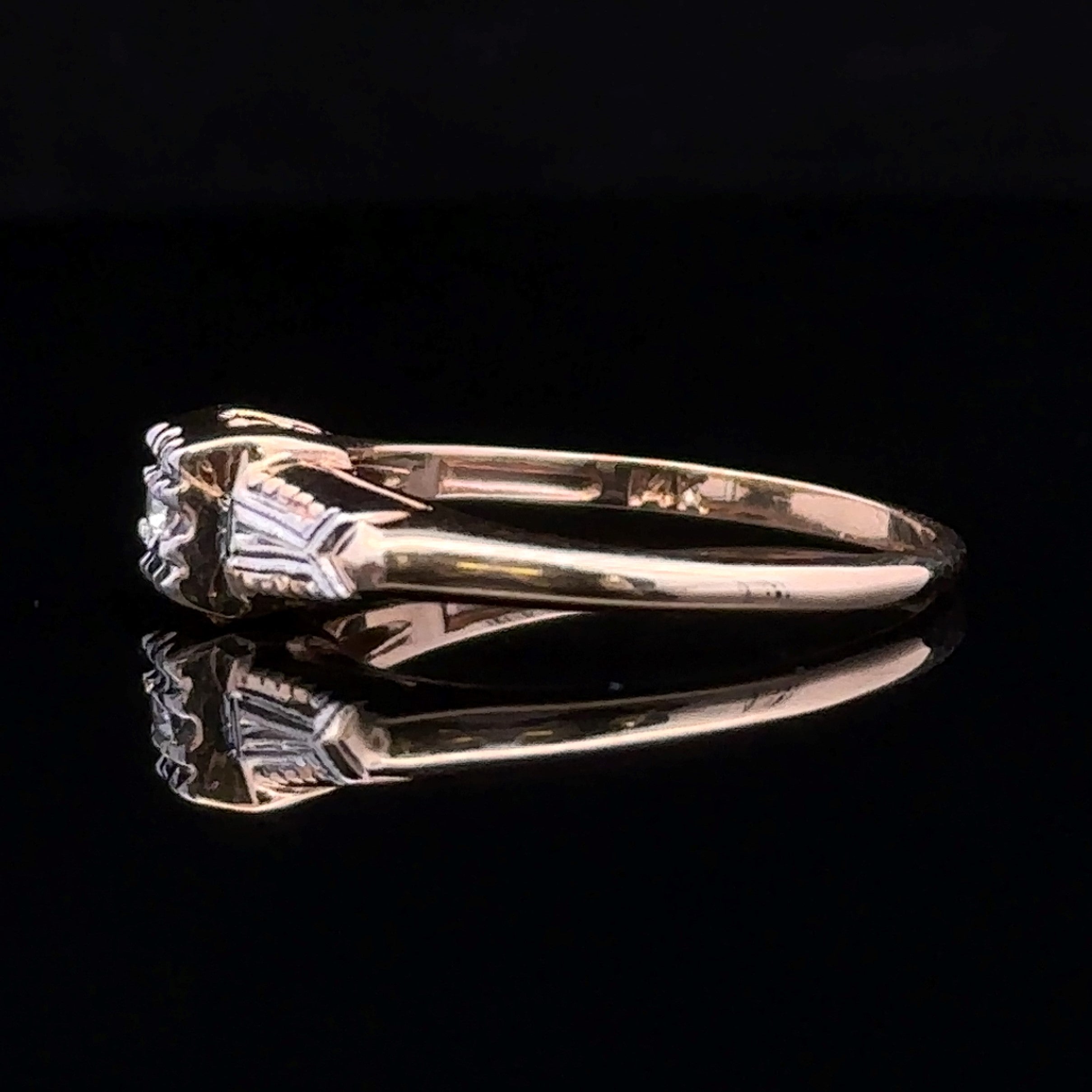 Lyra 14K Two-Tone Vintage Illusion Set Engagement Ring