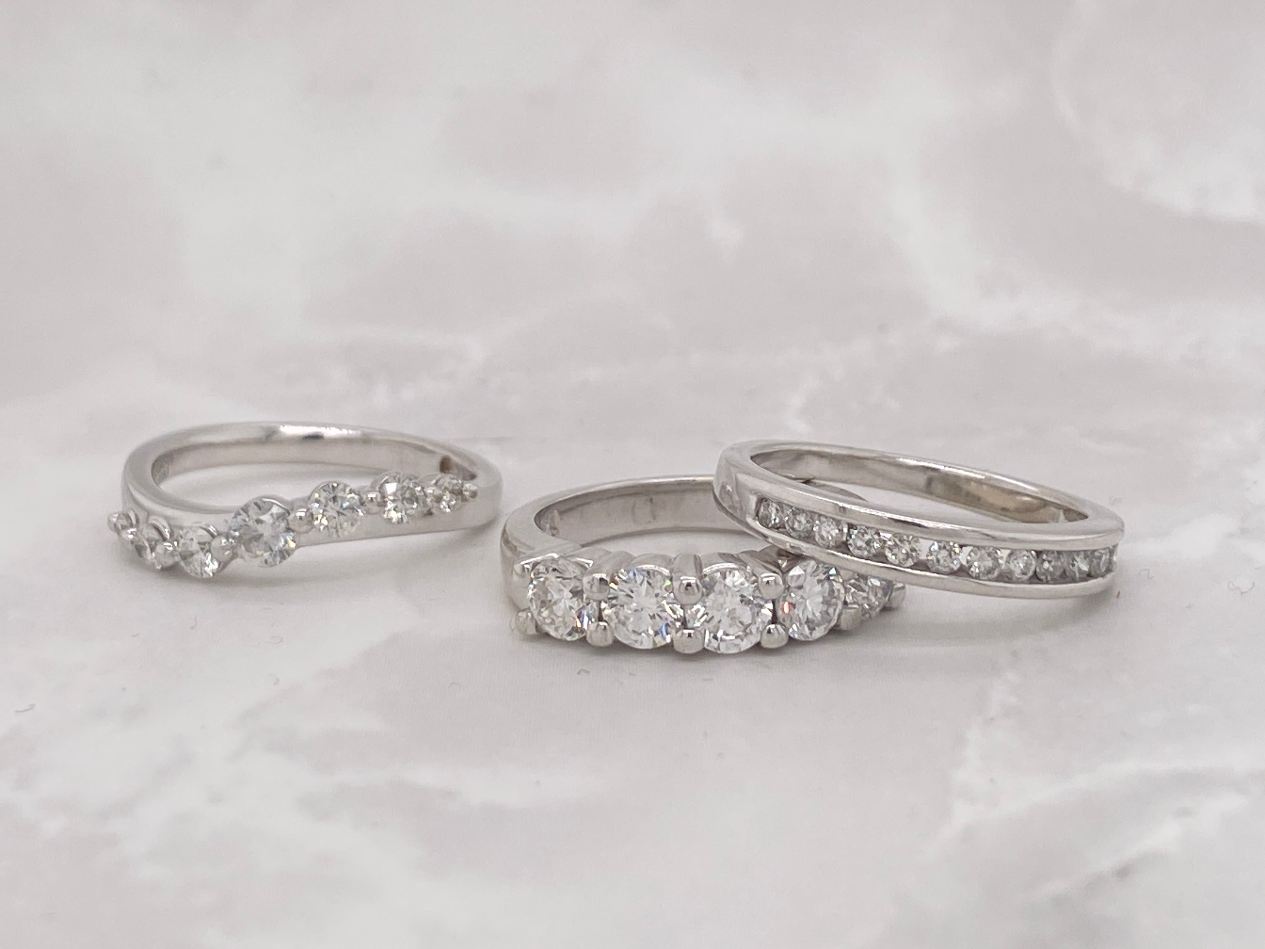 Assorted diamond wedding bands with classic and modern styles, perfect for celebrating love.