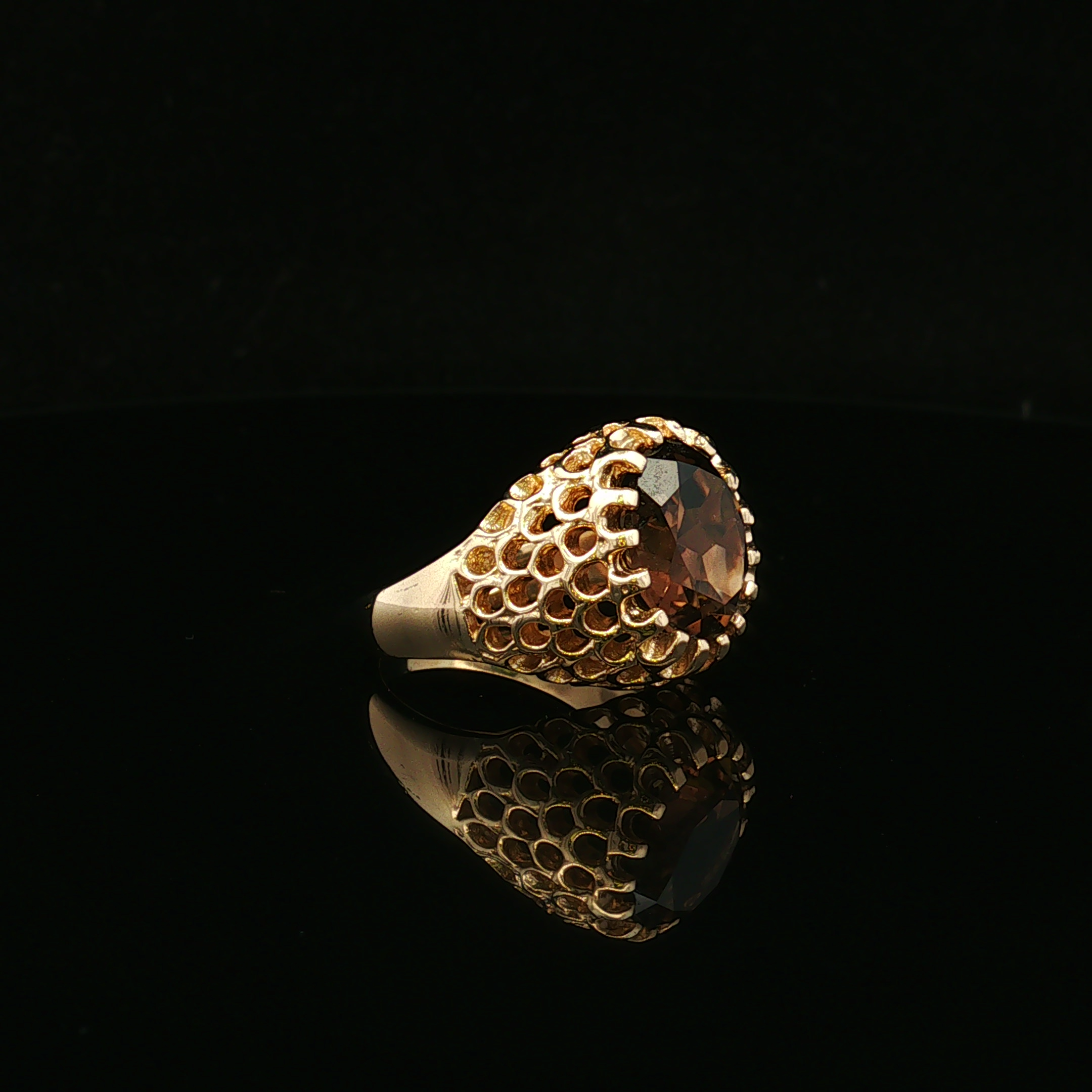 Odettea 14KY Oval Smoky Quartz Ring