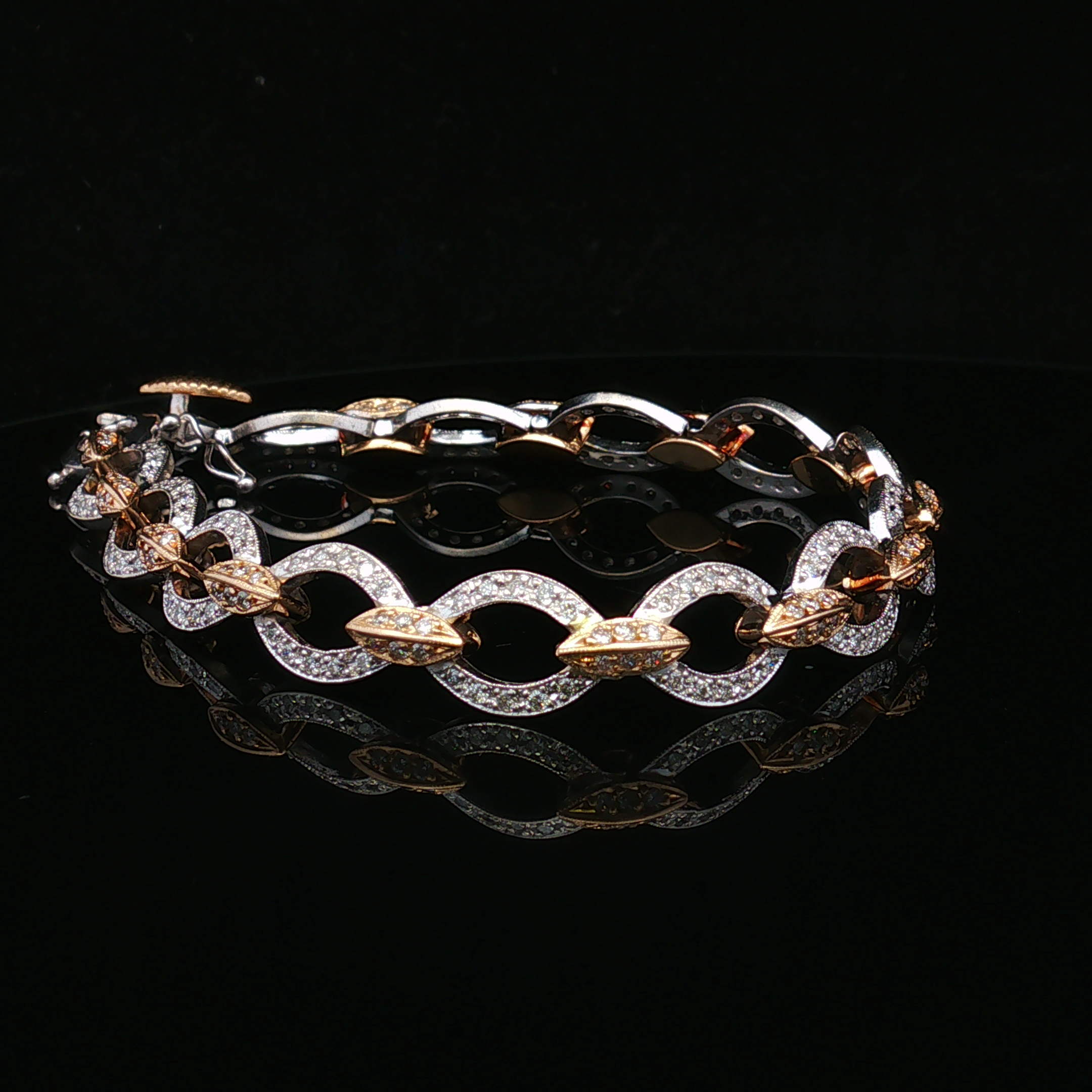 Zinnia 14K Two Tone 2 CTW Diamond Oval Link Bracelet