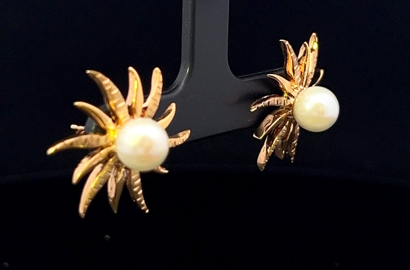 Edith 14K Yellow Gold Sunburst Pearl Earrings