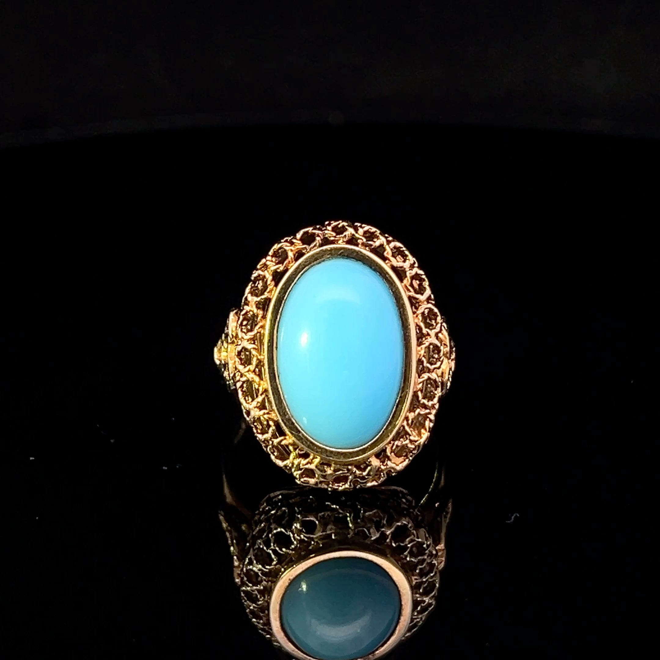 Kehlani 18KY Turquoise Oval Cabochon Ring