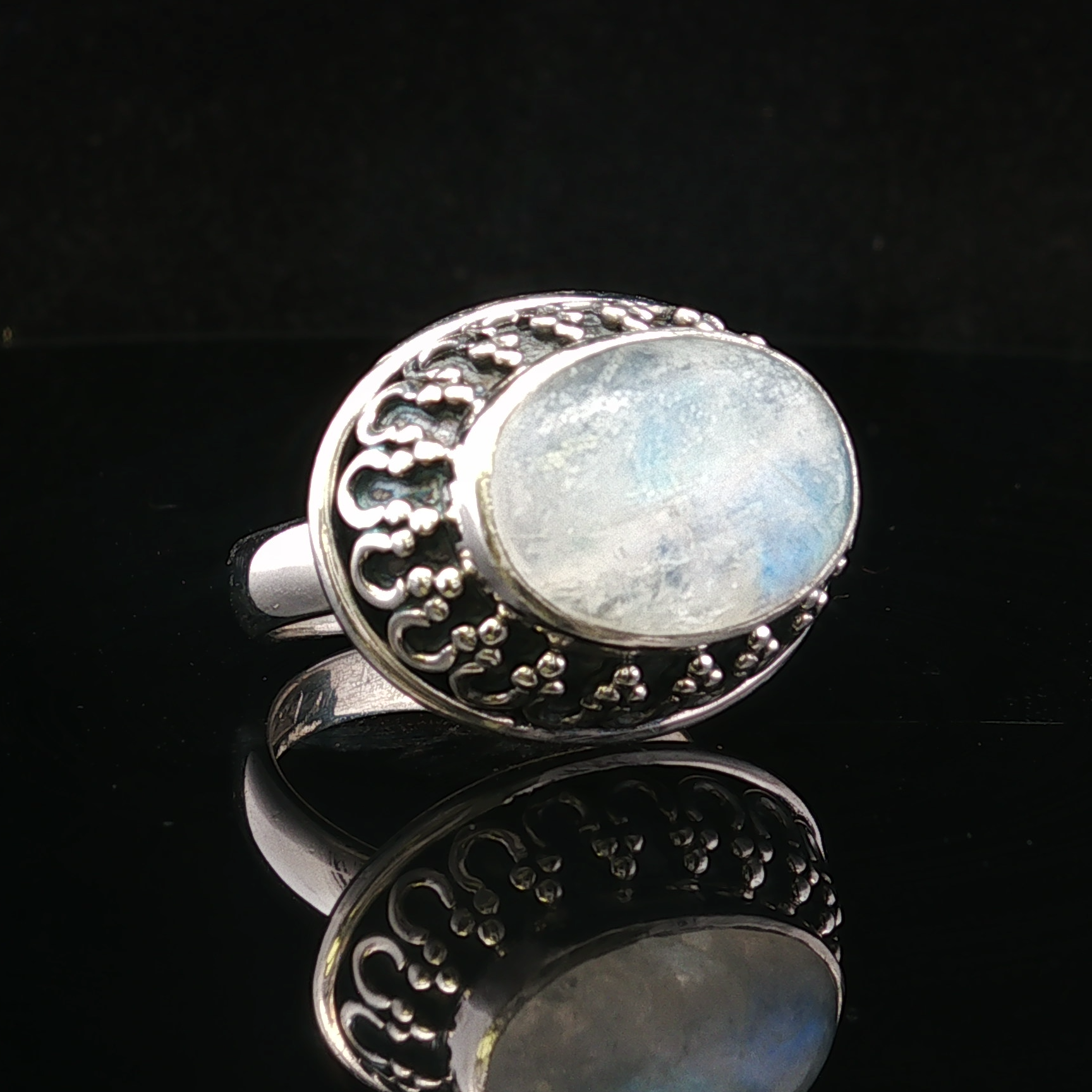 Nadine Antiqued Silver Moonstone Ring