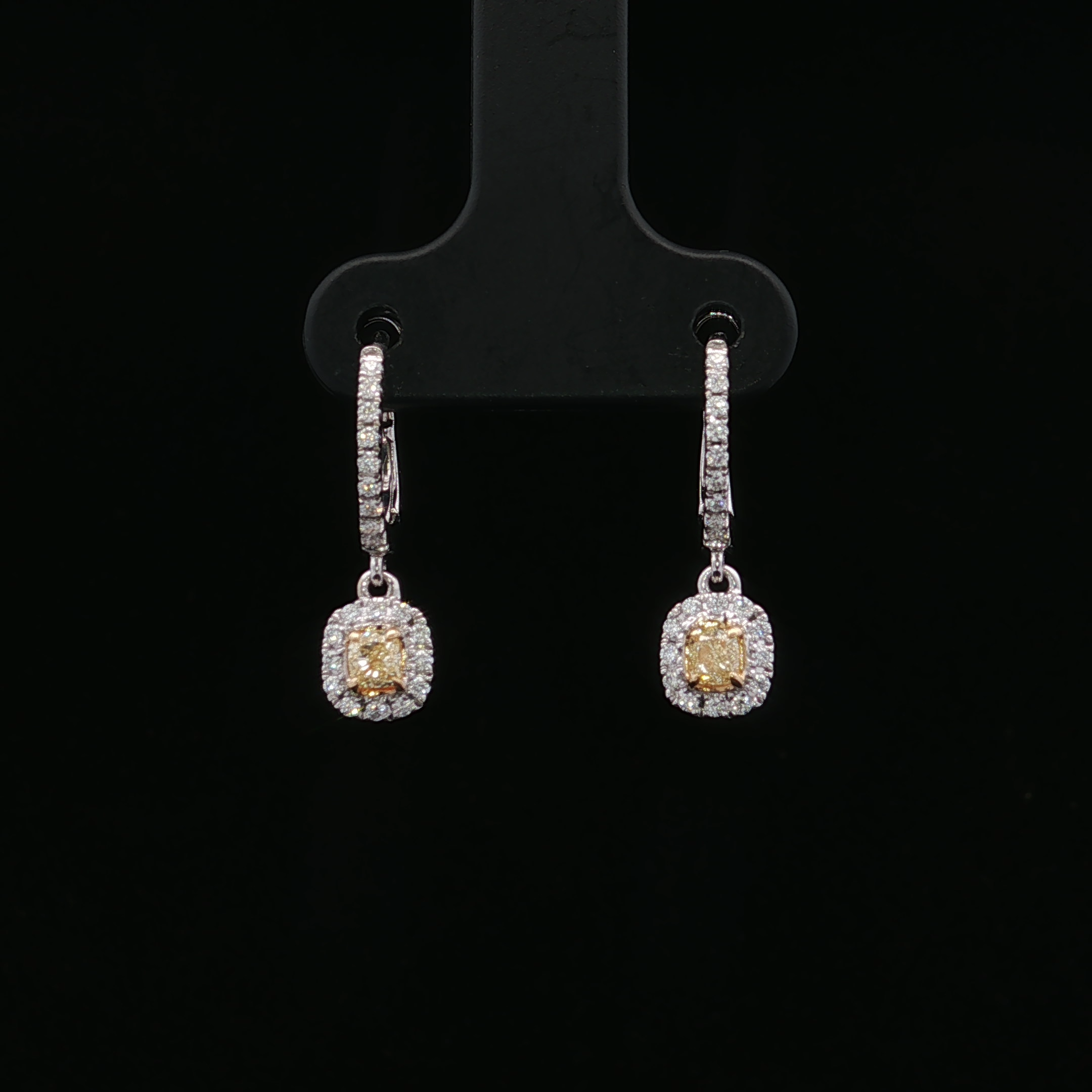 Clementine 18K White Gold White and Yellow Diamond Earrings