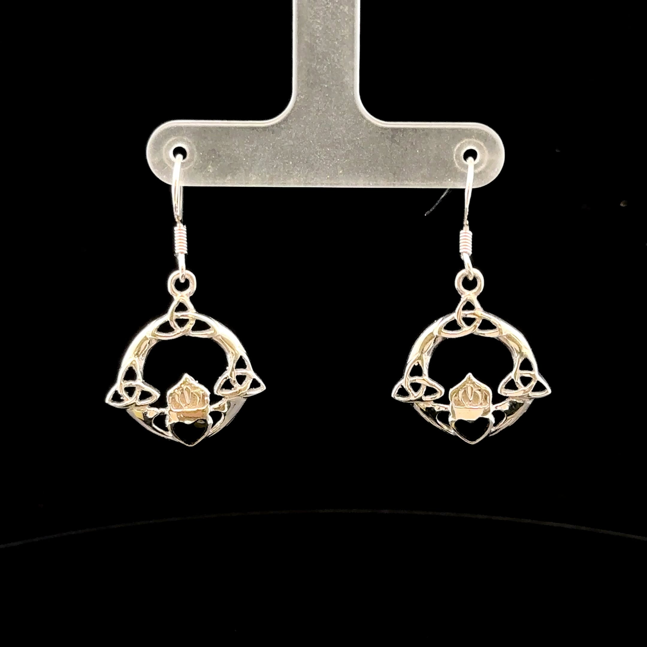 Kaylin Sterling Silver Claddagh Onyx Earrings