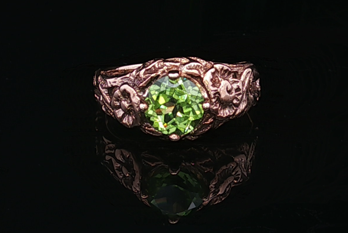 Tasha 10K Yellow Gold Green Tourmaline Filigree Ring