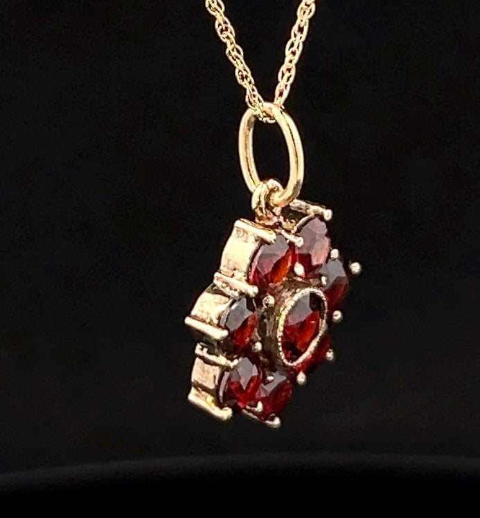 Legacy 14K Yellow Gold Garnet Flower Necklace