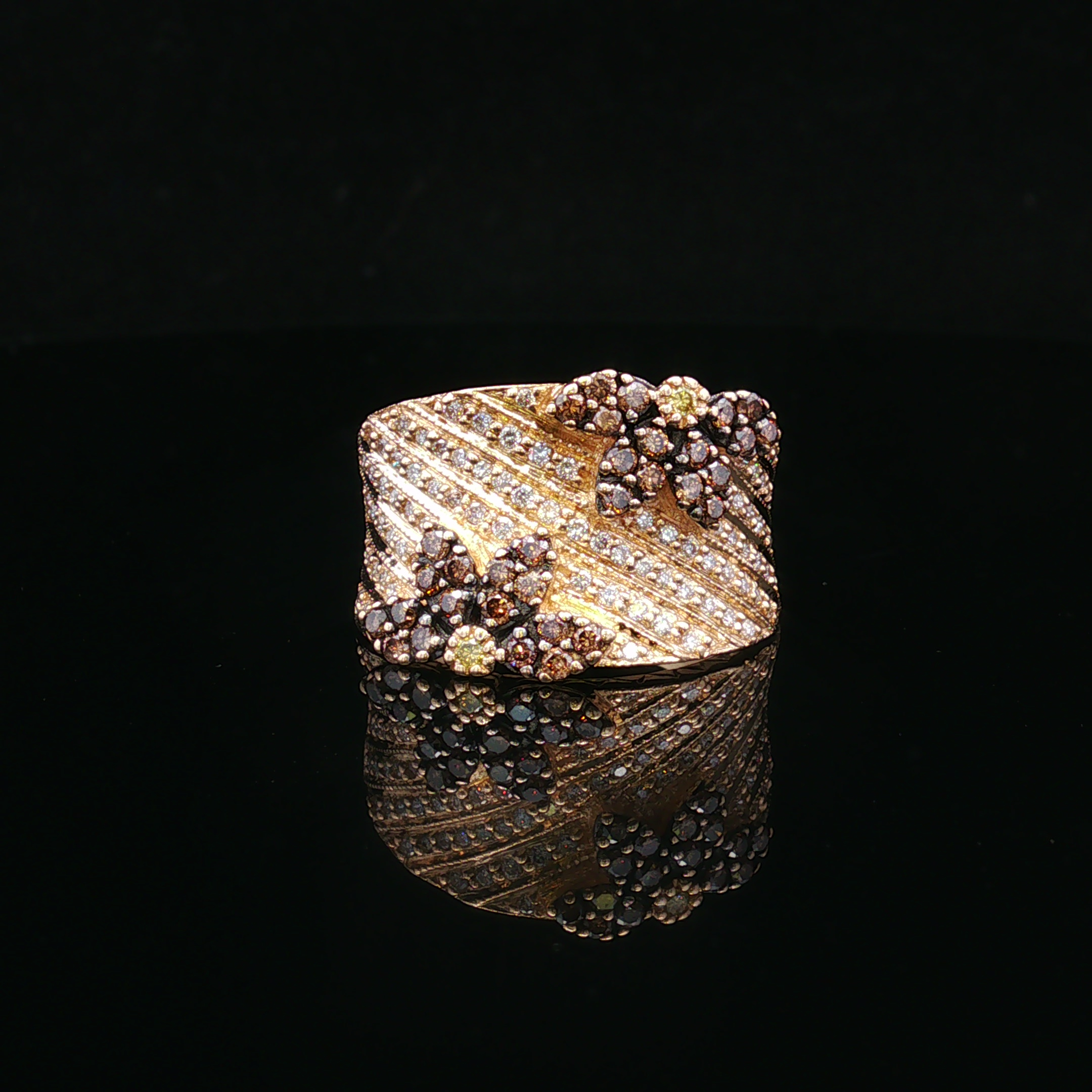 Delilaha 14KY LeVian .95 CTW Chocolate & White Diamond Floral Ring
