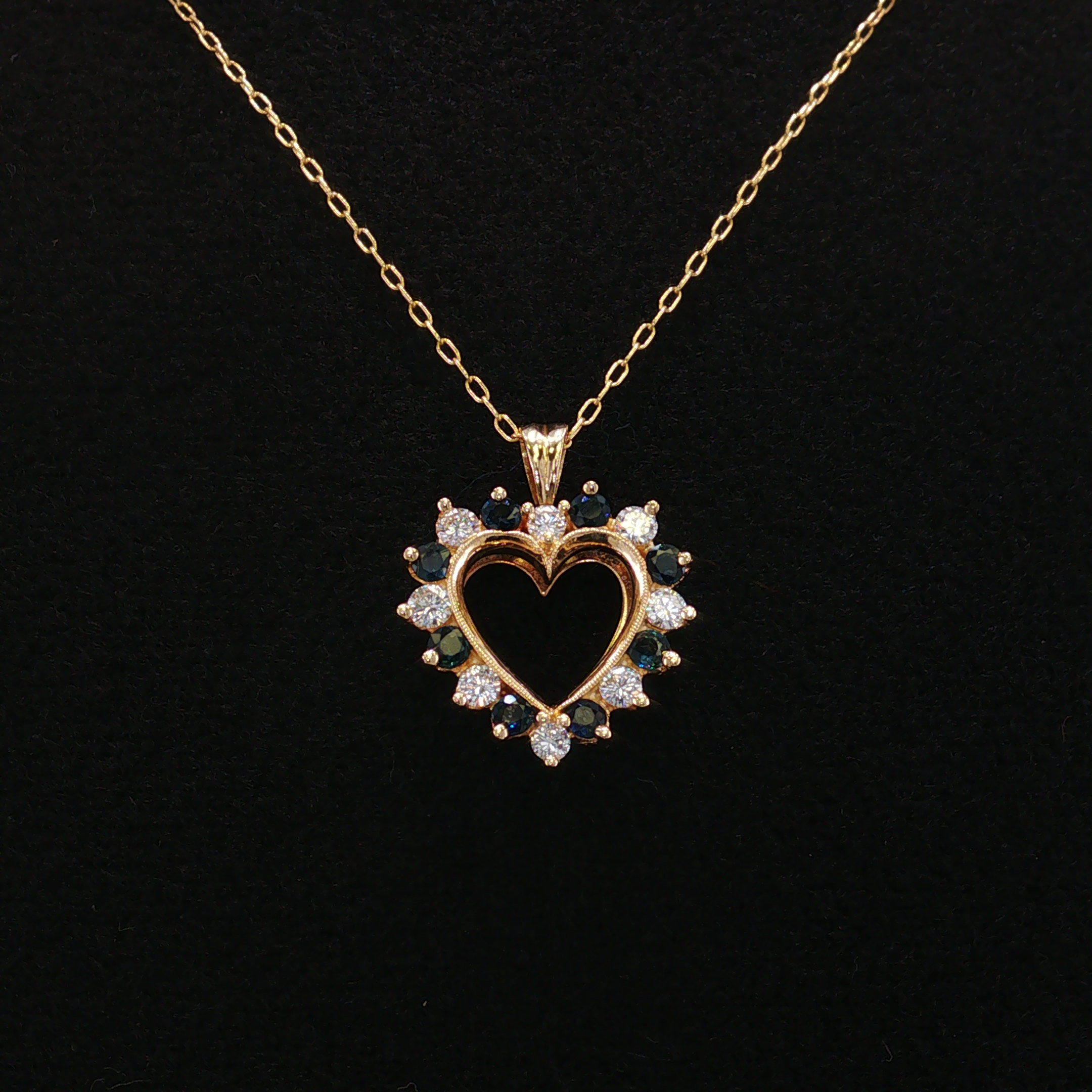 Eliska 14K Yellow Gold Sapphire Diamond Heart Necklace