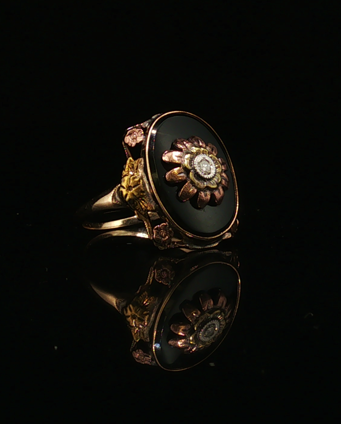 Claralyn Onyx Two-Tone Gold Ring