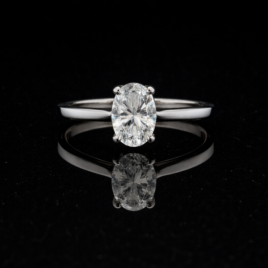 Ayla Platinum 1.00CT Oval Lab Diamond Engagement Ring