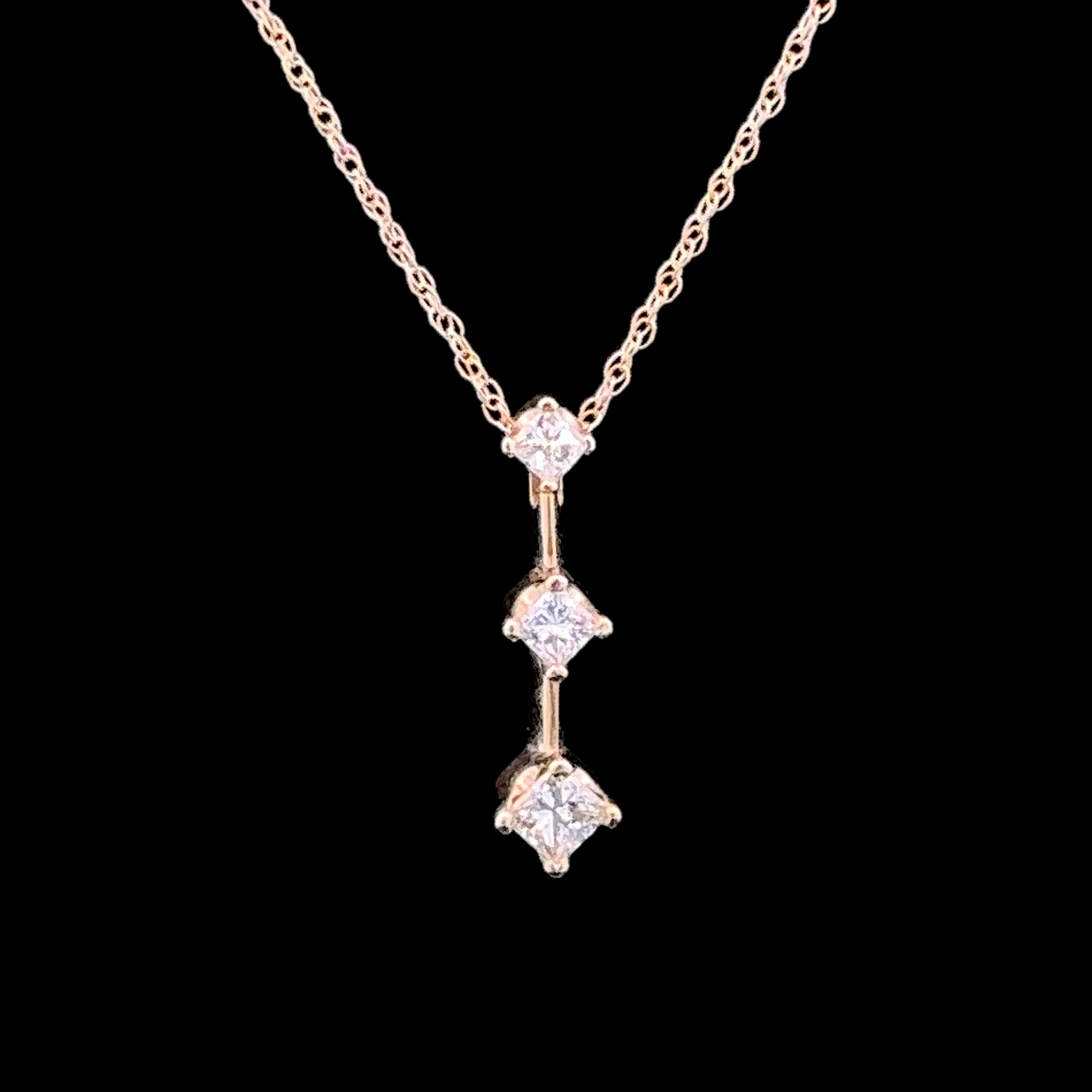 Scarlett 14K Yellow Gold Three-Stone Diamond Pendant with 18'' Cable Chain