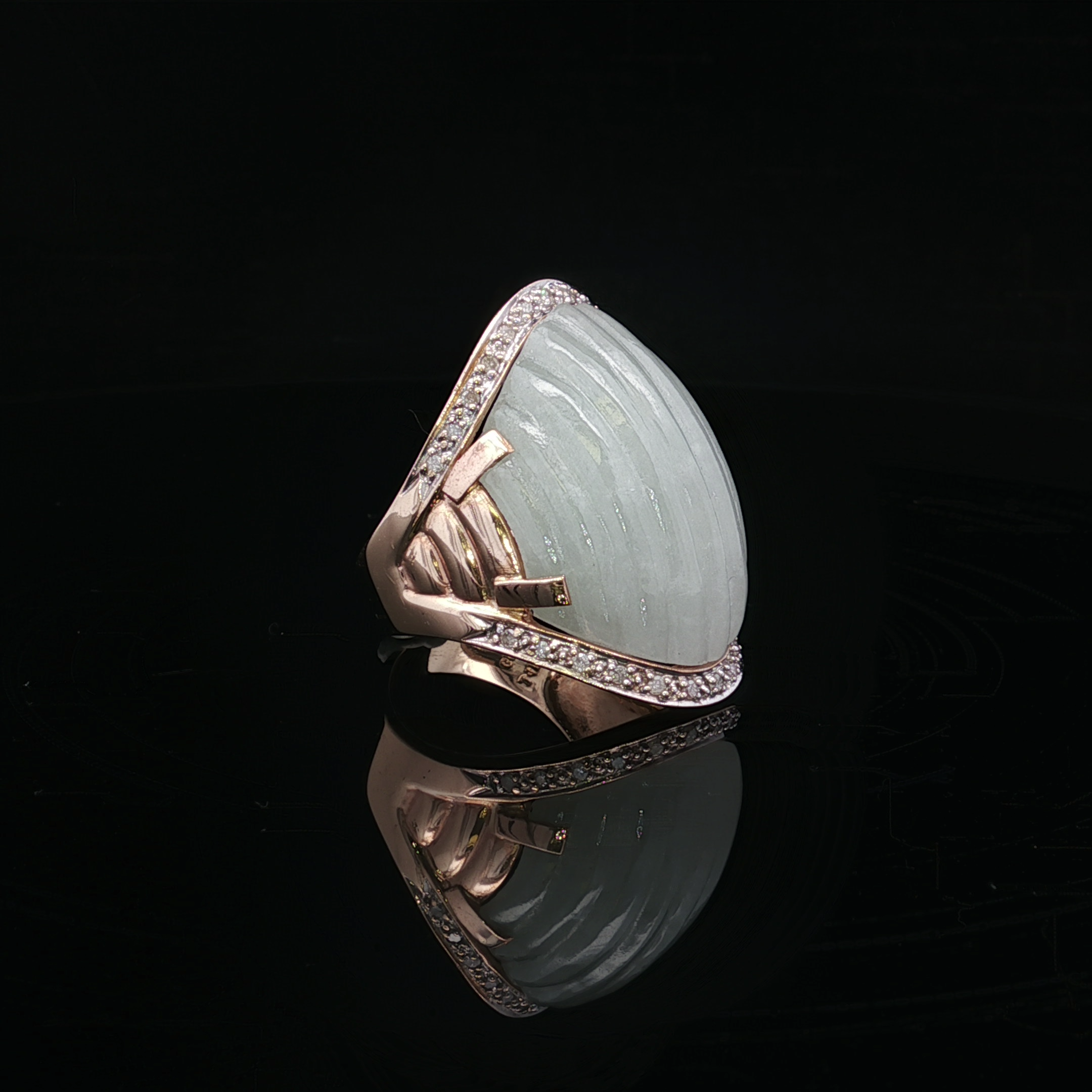 Gloria 14K Yellow Gold Jade and Diamond Ring