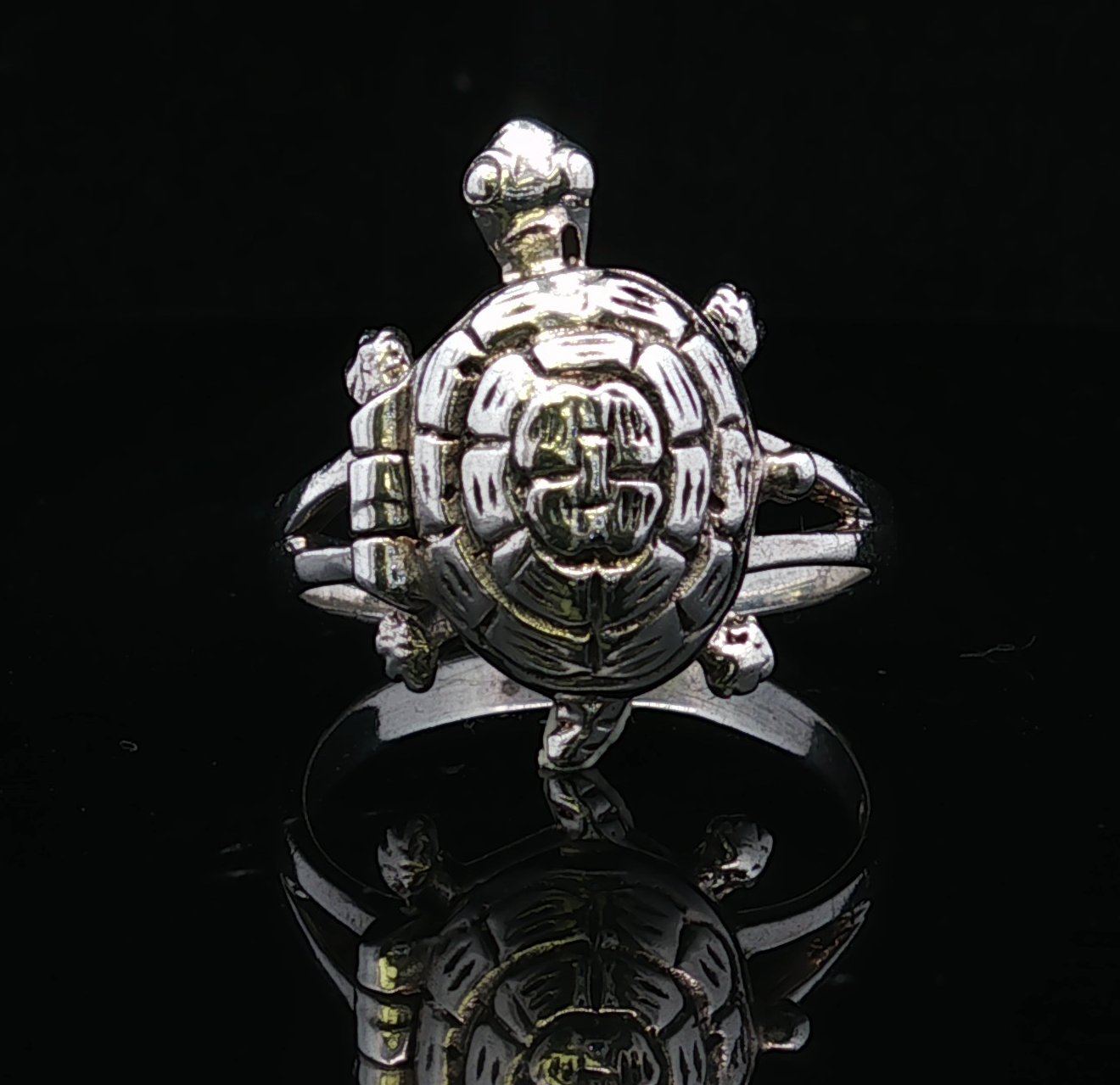 Jeffrey S/S Turtle with Shell Opening Ring