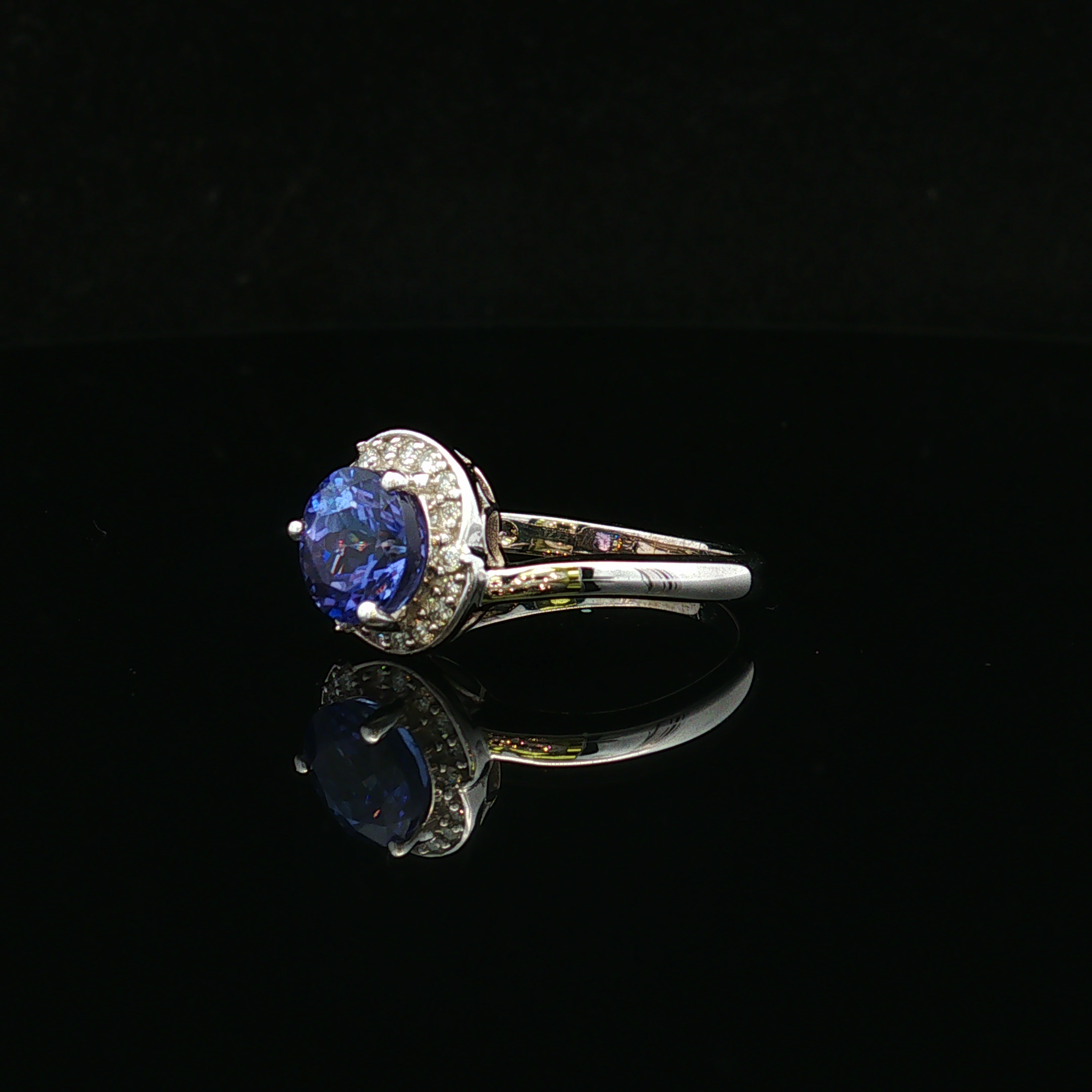 Maribele 14KW 1.40 CT Tanzanite & Diamond Halo Ring