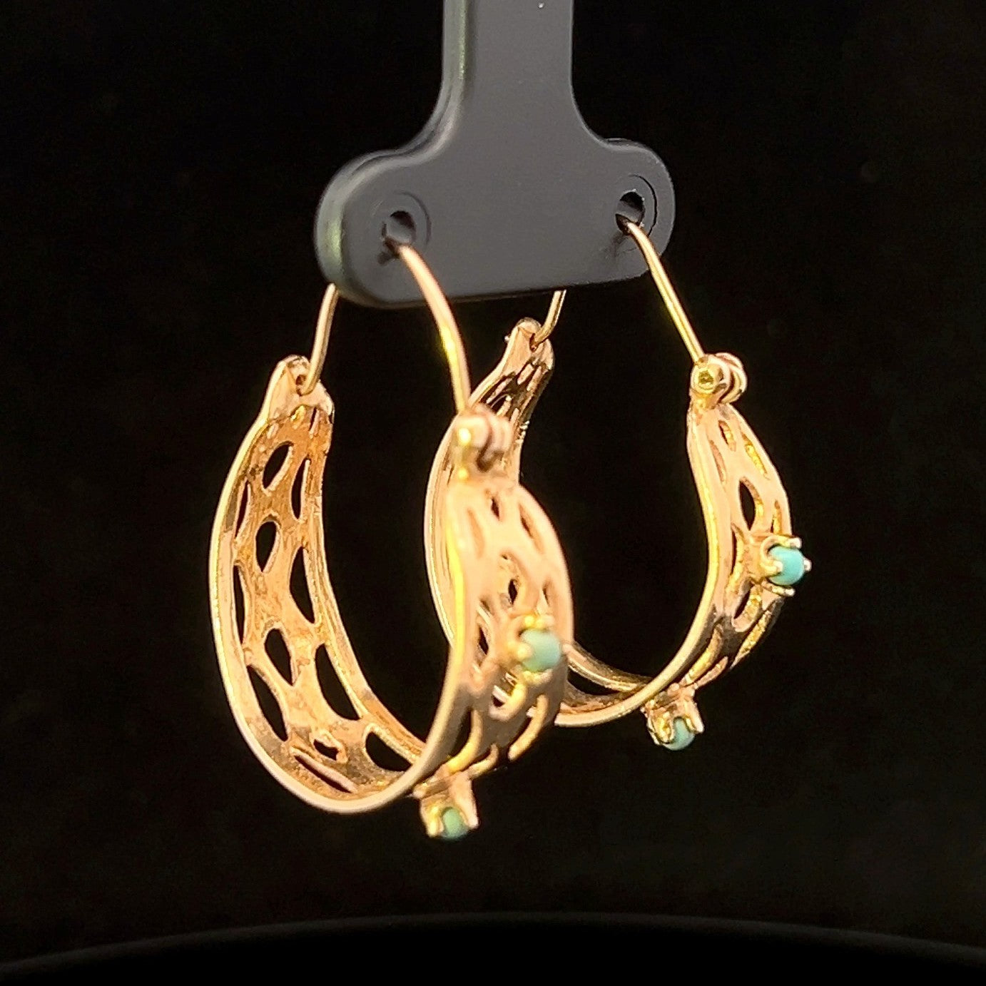Celia 14KY Gold Dangle Earrings with Turquoise Accents