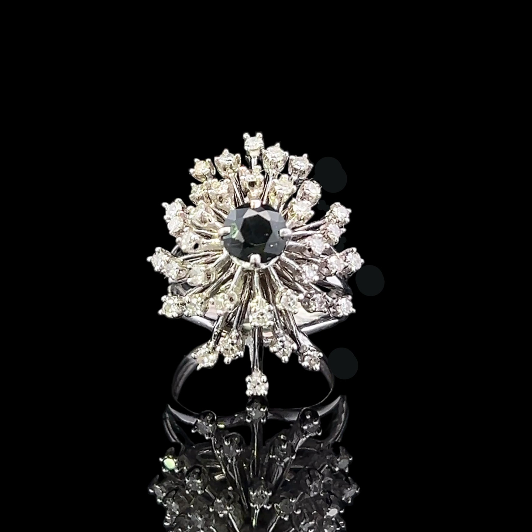 Diamond ring with a black background