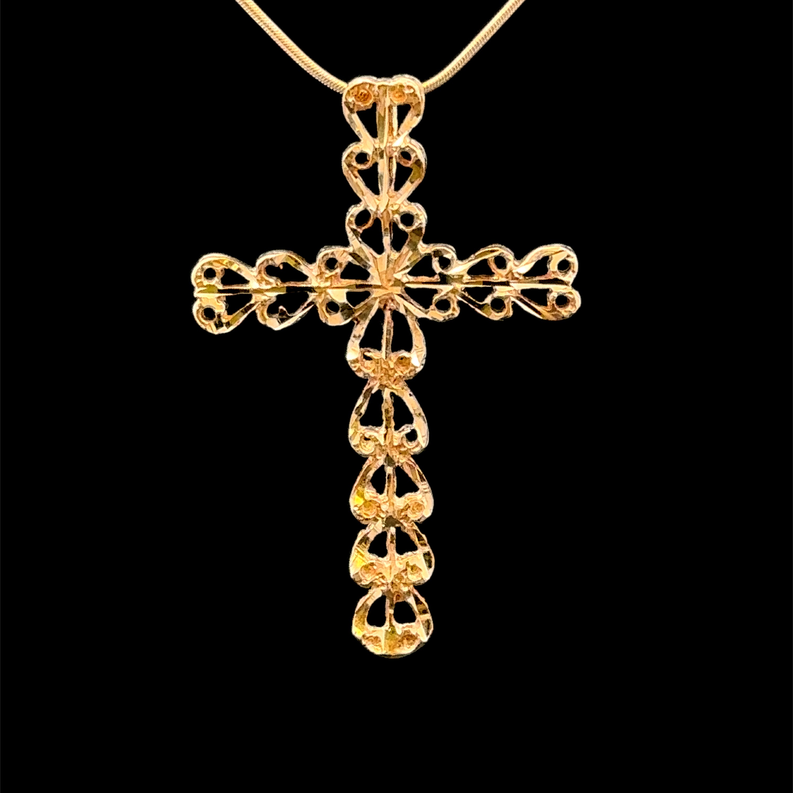 Zora 14K Yellow Gold Cross Pendant with Diamond-Cut Scrollwork