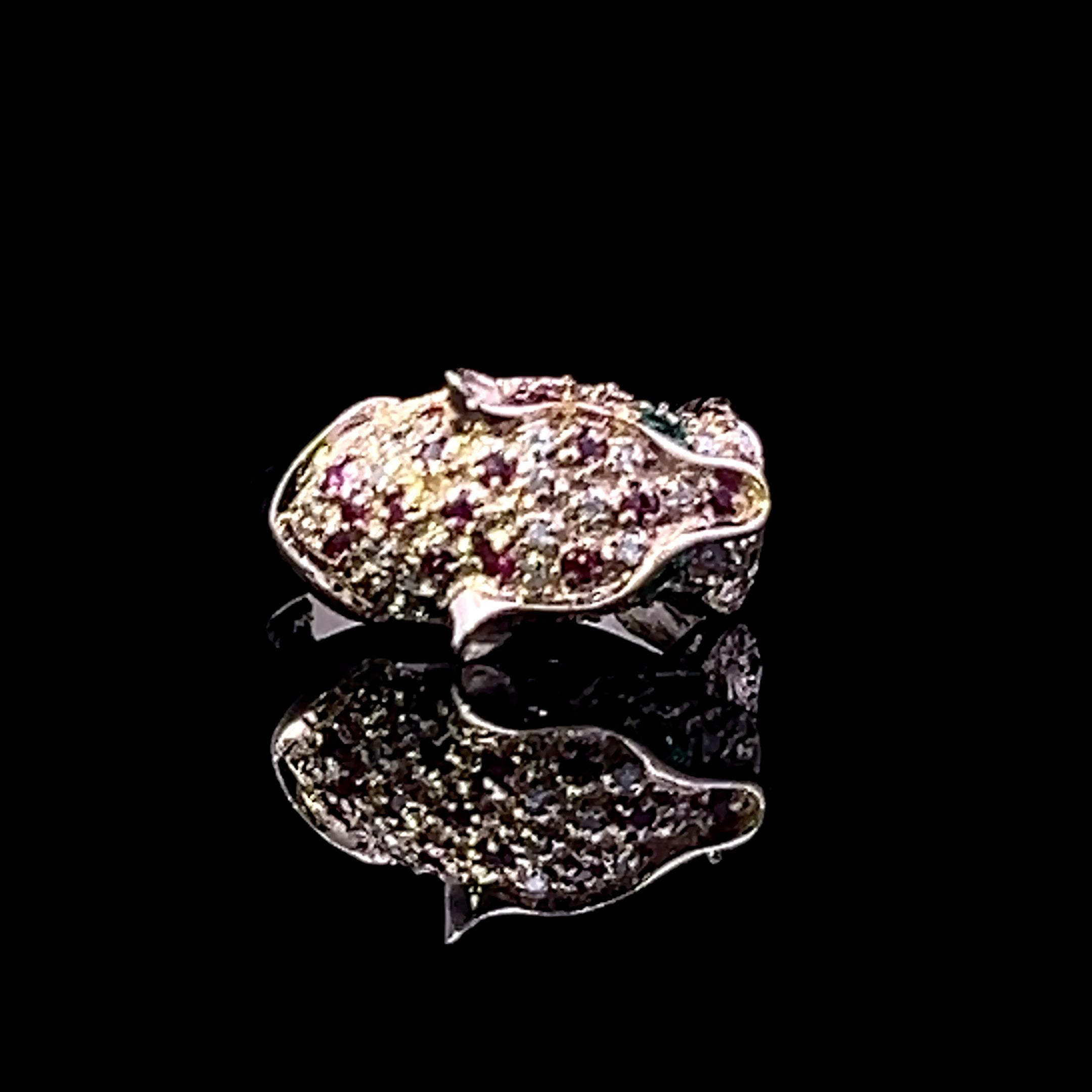 Skyler 14K Yellow Gold Panther Head Ring with Emerald Eyes & Ruby Diamonds