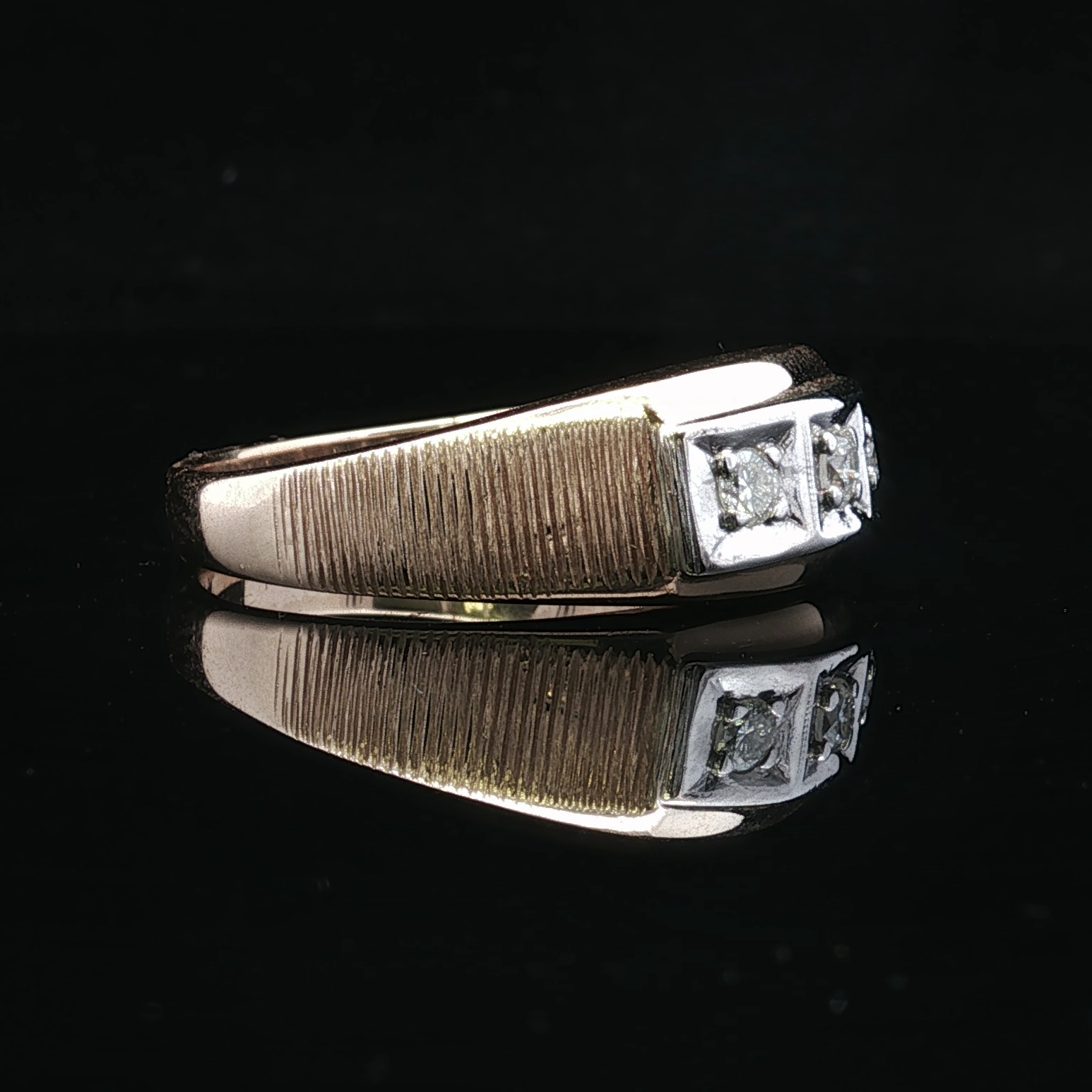 Amias Three Diamond Ring in 14K Yellow Gold