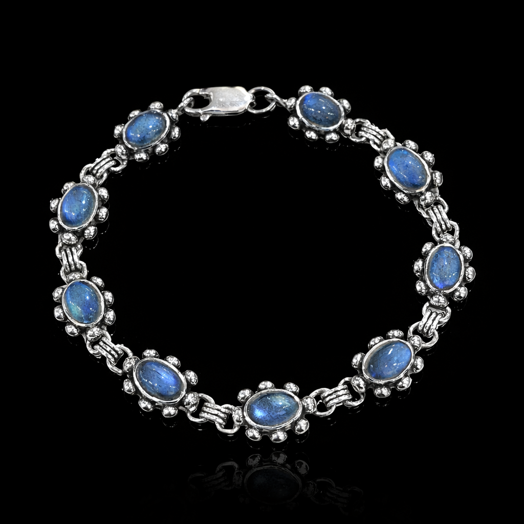 Etta Labradorite Link Bracelet Sterling Silver 7.5 Inch