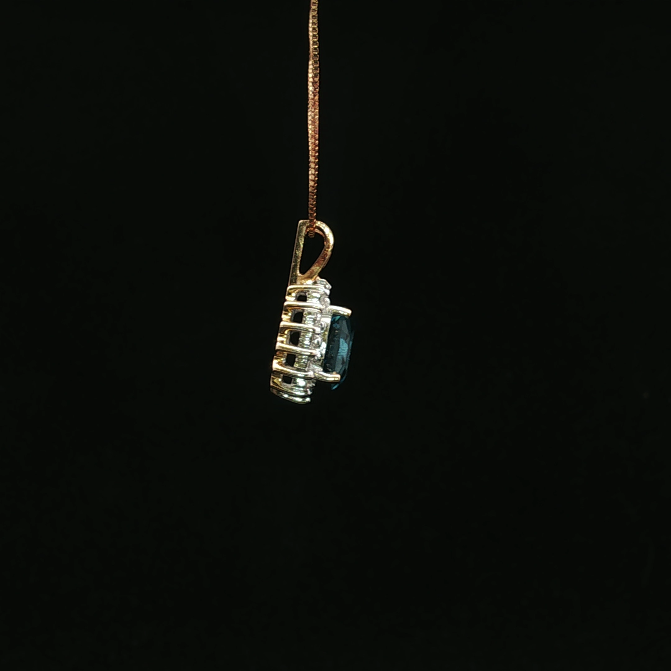 Elliott 14K Yellow Gold Blue Topaz & Diamond Halo Necklace