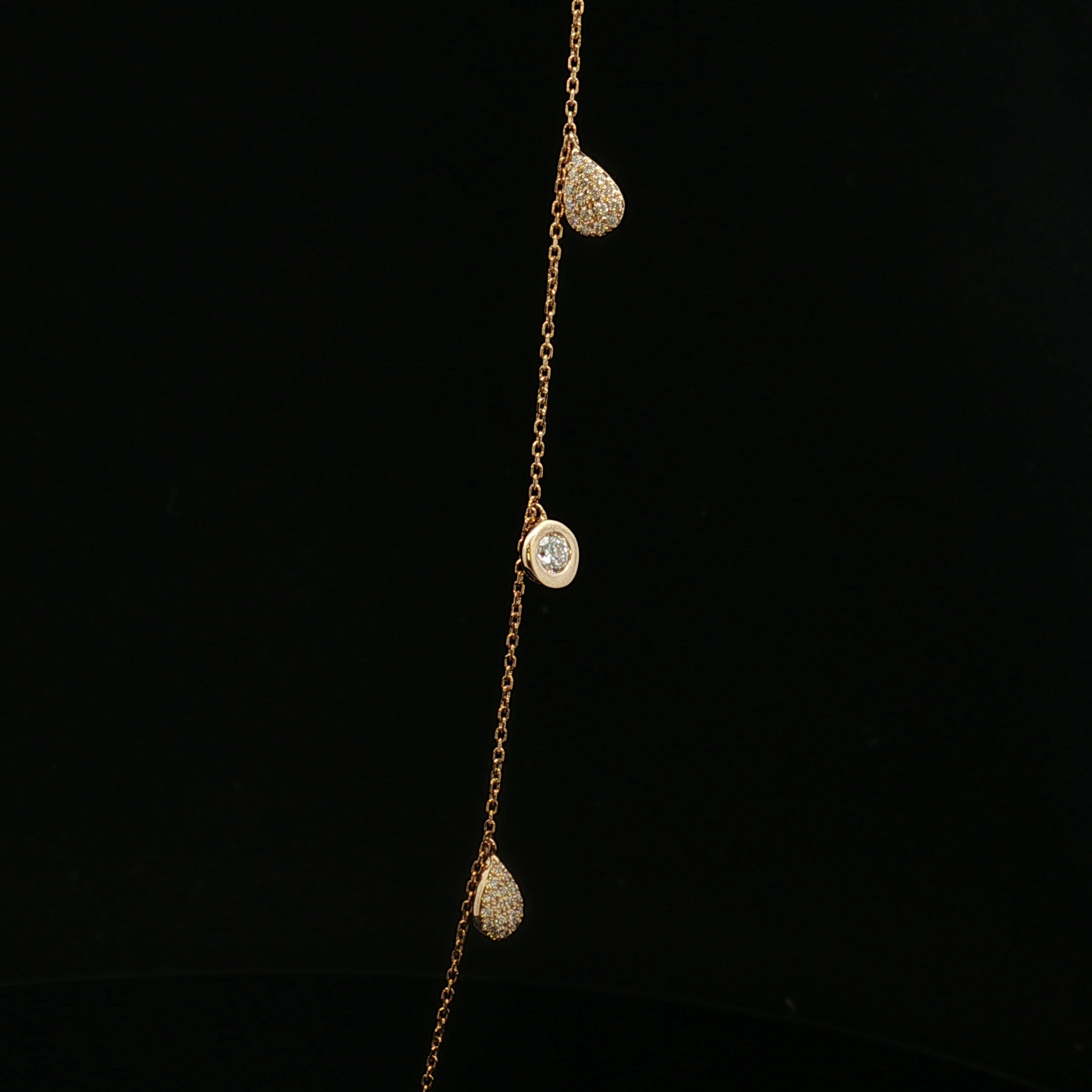 Violet 18KY Adjustable .70 CTW Bezel & Teardrop Diamond Necklace