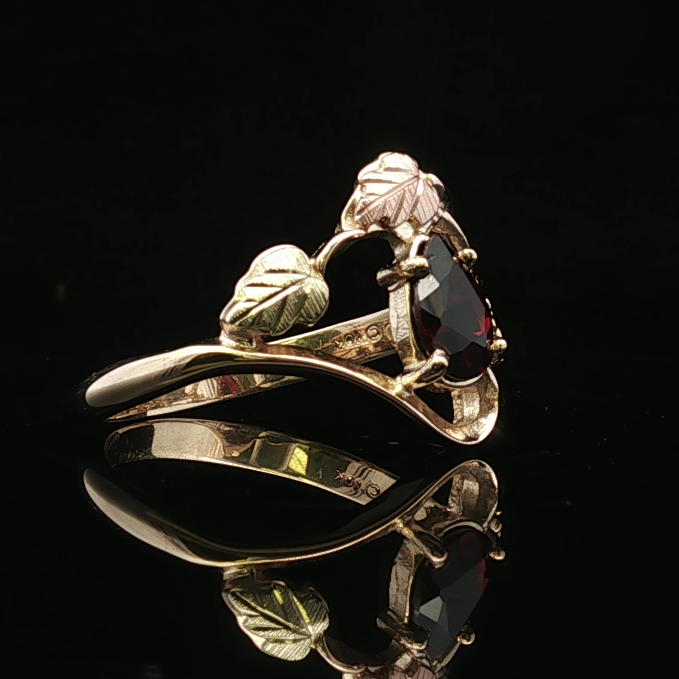 Winifred Pear Shape Garnet Ring – 10K Two-Tone